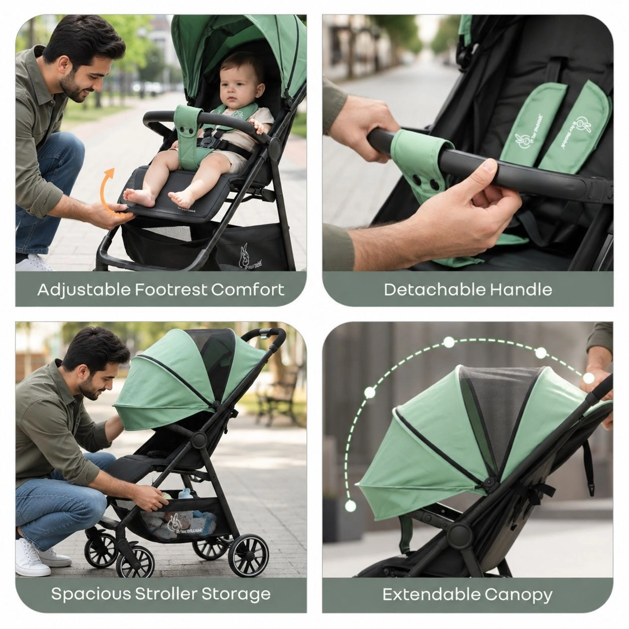 Poppins Neo Baby Stroller ( R for Rabbit Olive Green ) 5