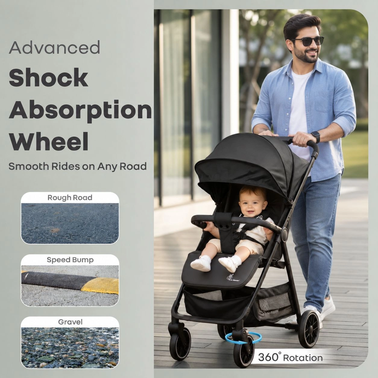 Poppins Neo Baby Stroller ( R for Rabbit Pure Black ) 5