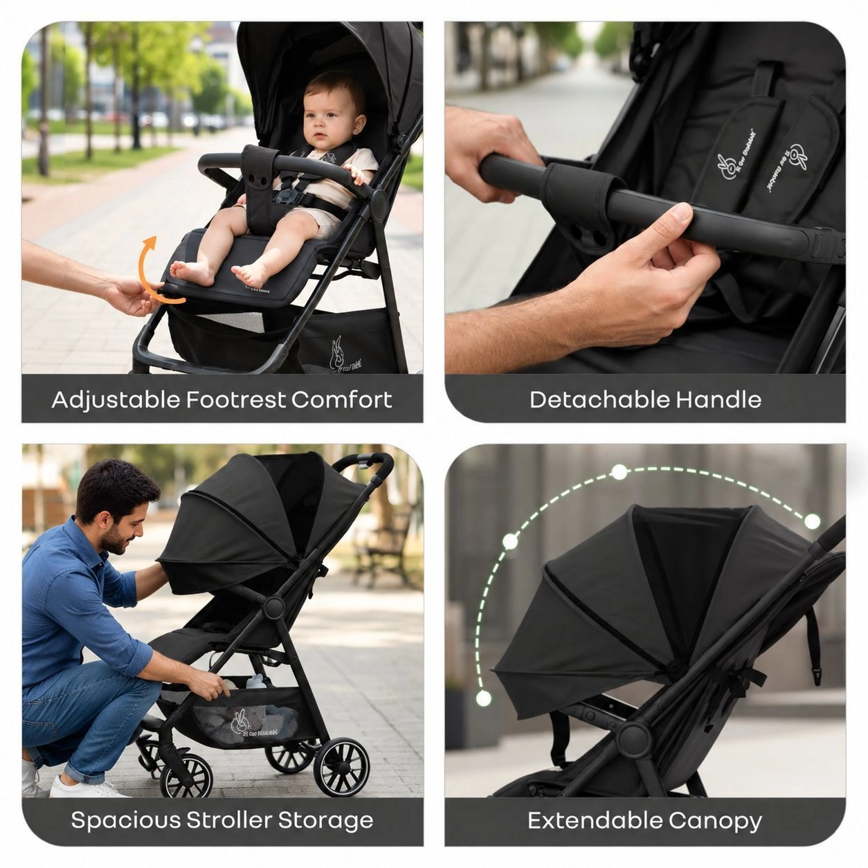 Poppins Neo Baby Stroller ( R for Rabbit Pure Black ) 7