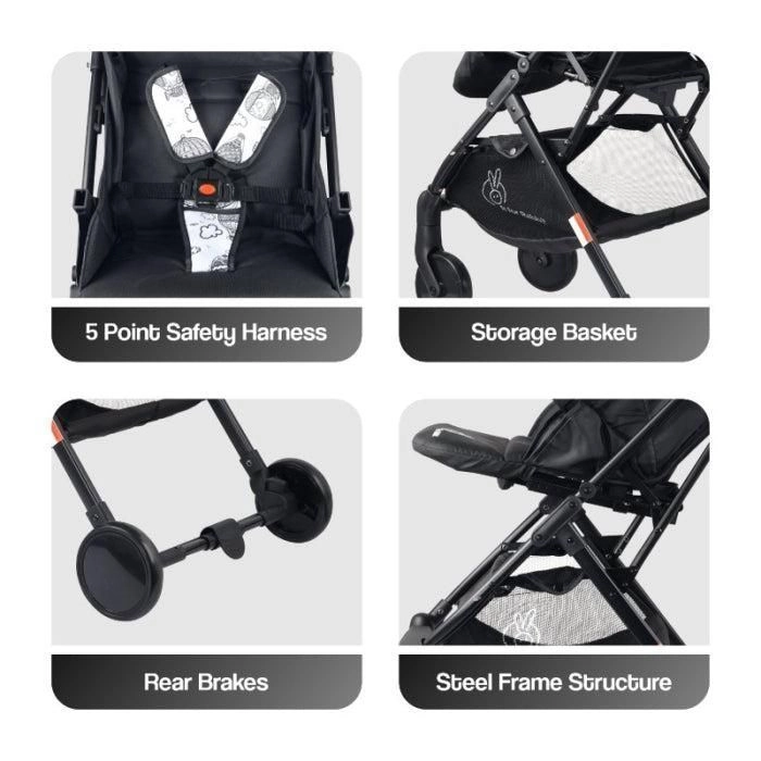 Pocket Stroller Lite (Black white,R for Rabbit) 5