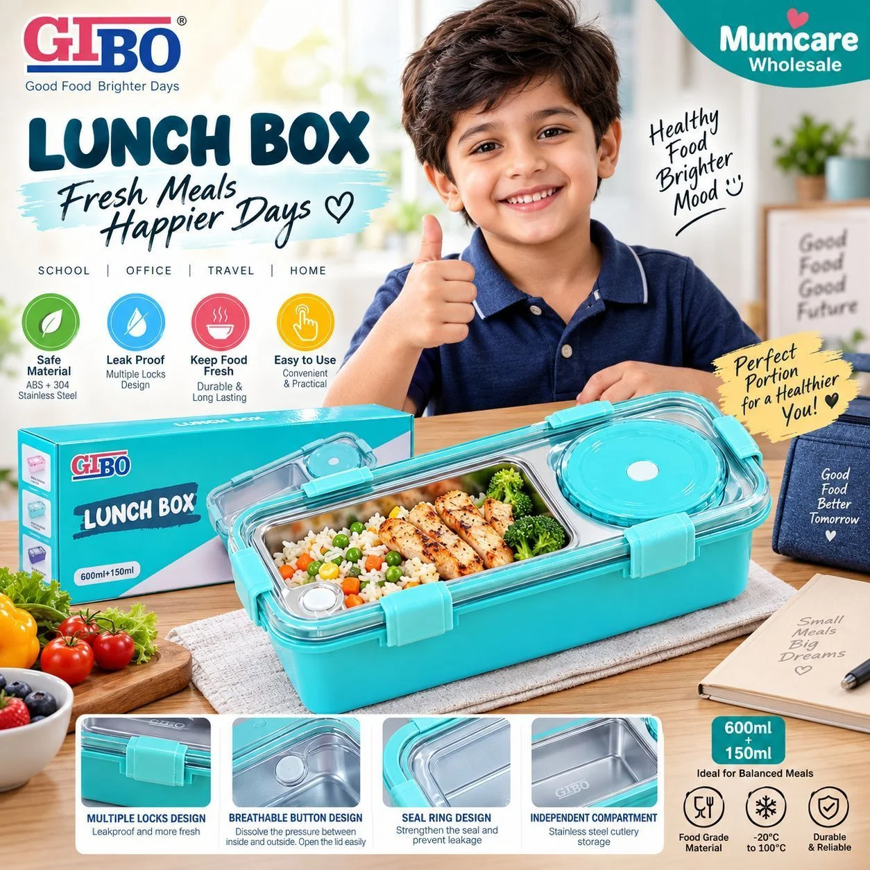 Long steel Lunch box 2