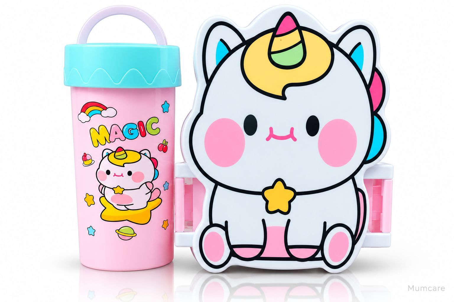 Unicorn plastic lunch box+cup 1