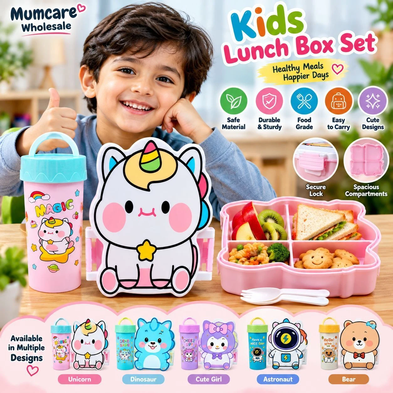 Unicorn plastic lunch box+cup 2