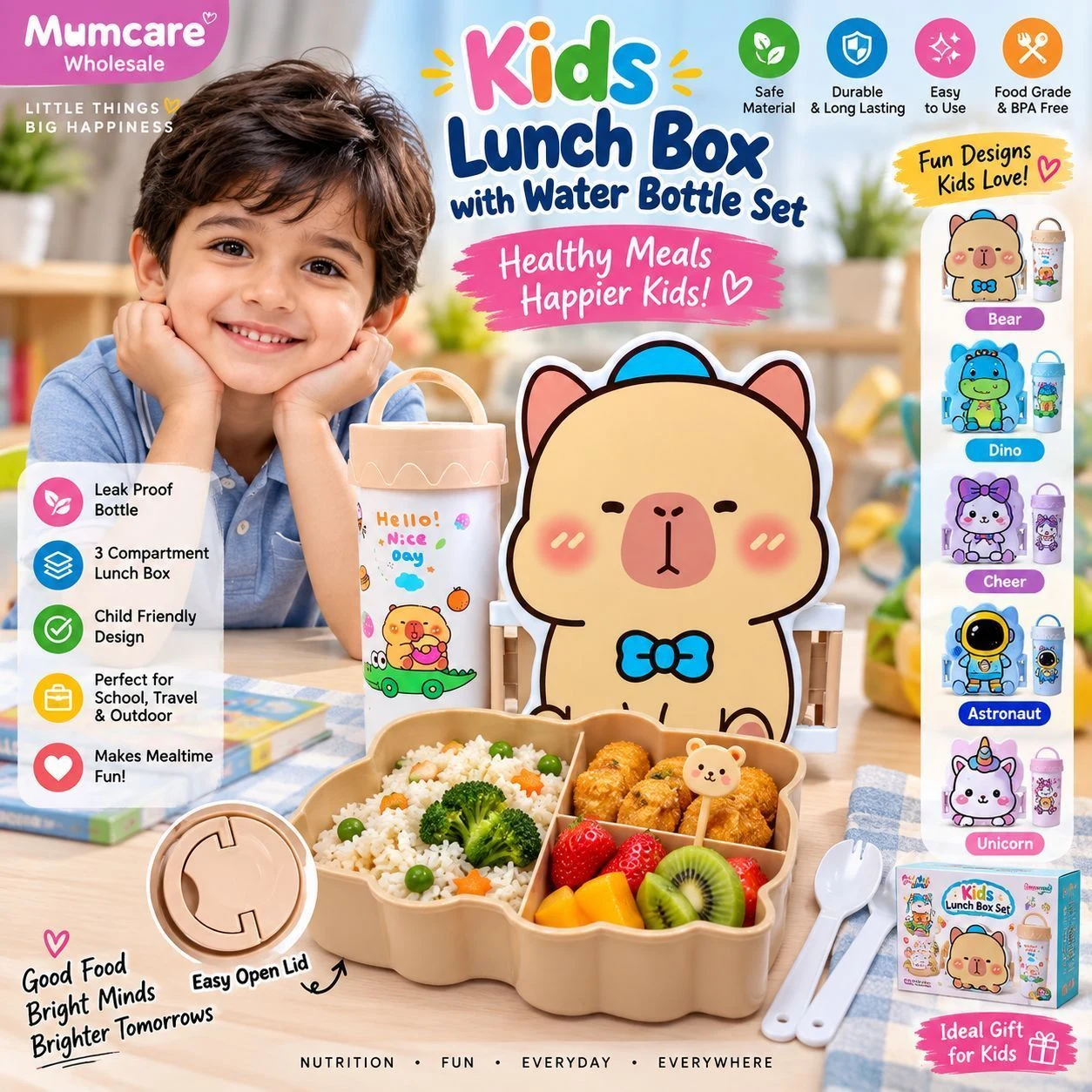 Bear plastic lunch box+cup 2