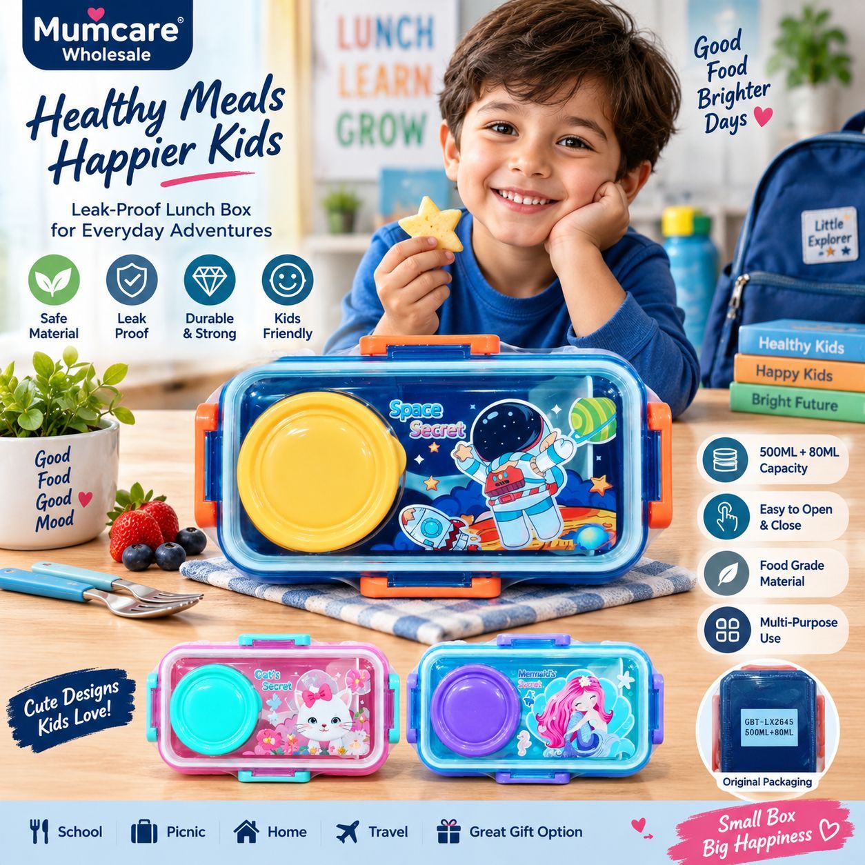 Space mini plastic lunch box 2