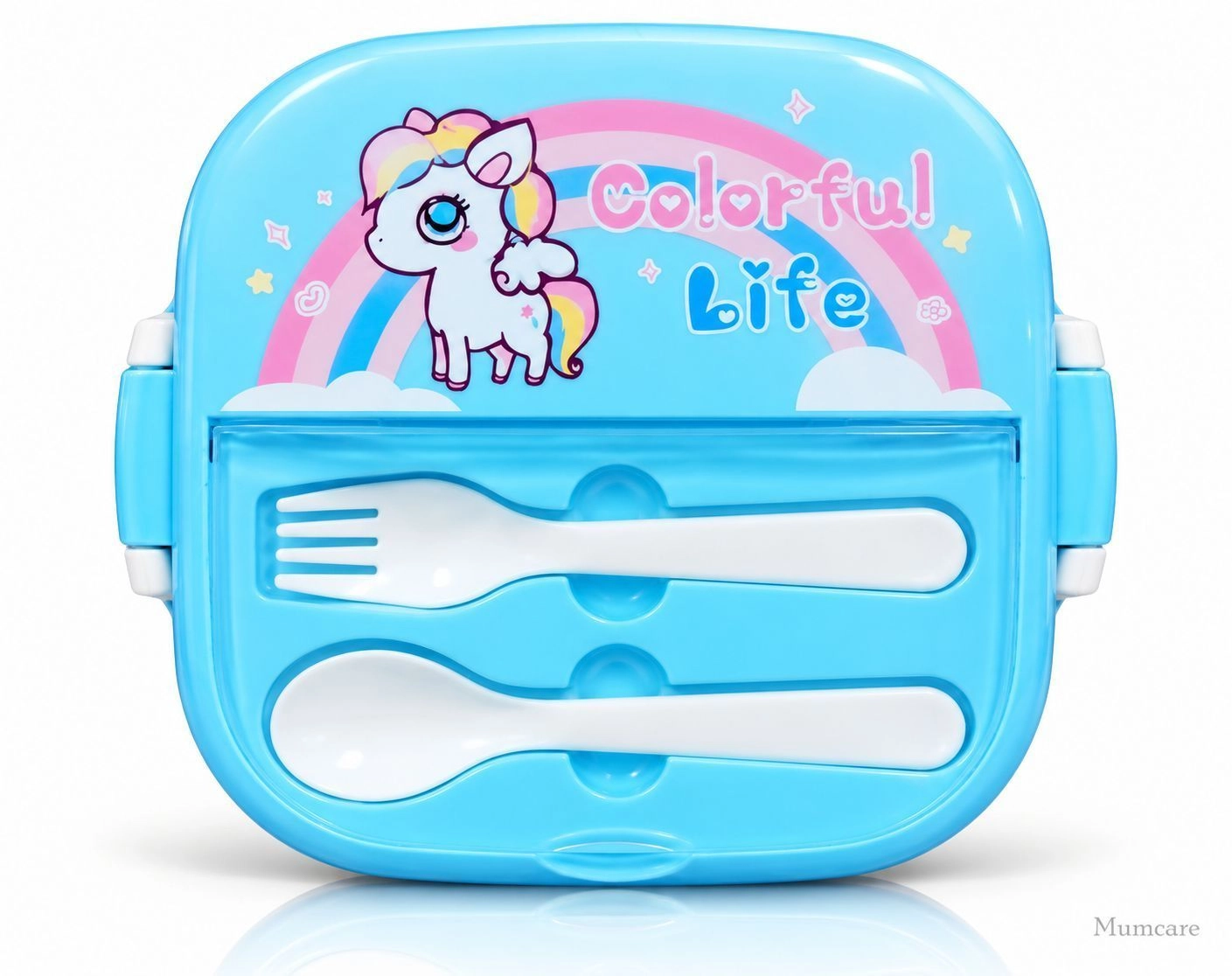 Blue unicorn plastic lunch box 1