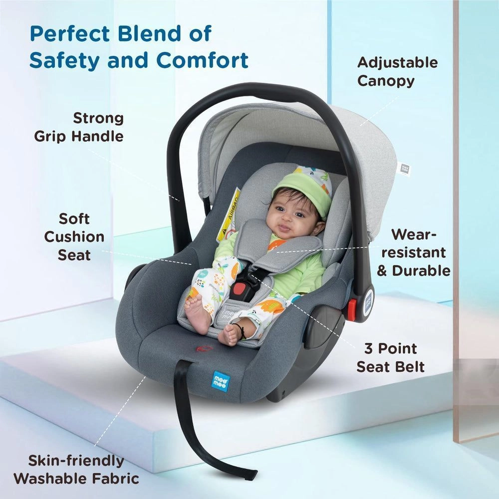 Mee Mee 4-in-1 Baby Carry Car Seat – Grey | Carry Cot, Rocker, Feeding Seat & Car Seat 4