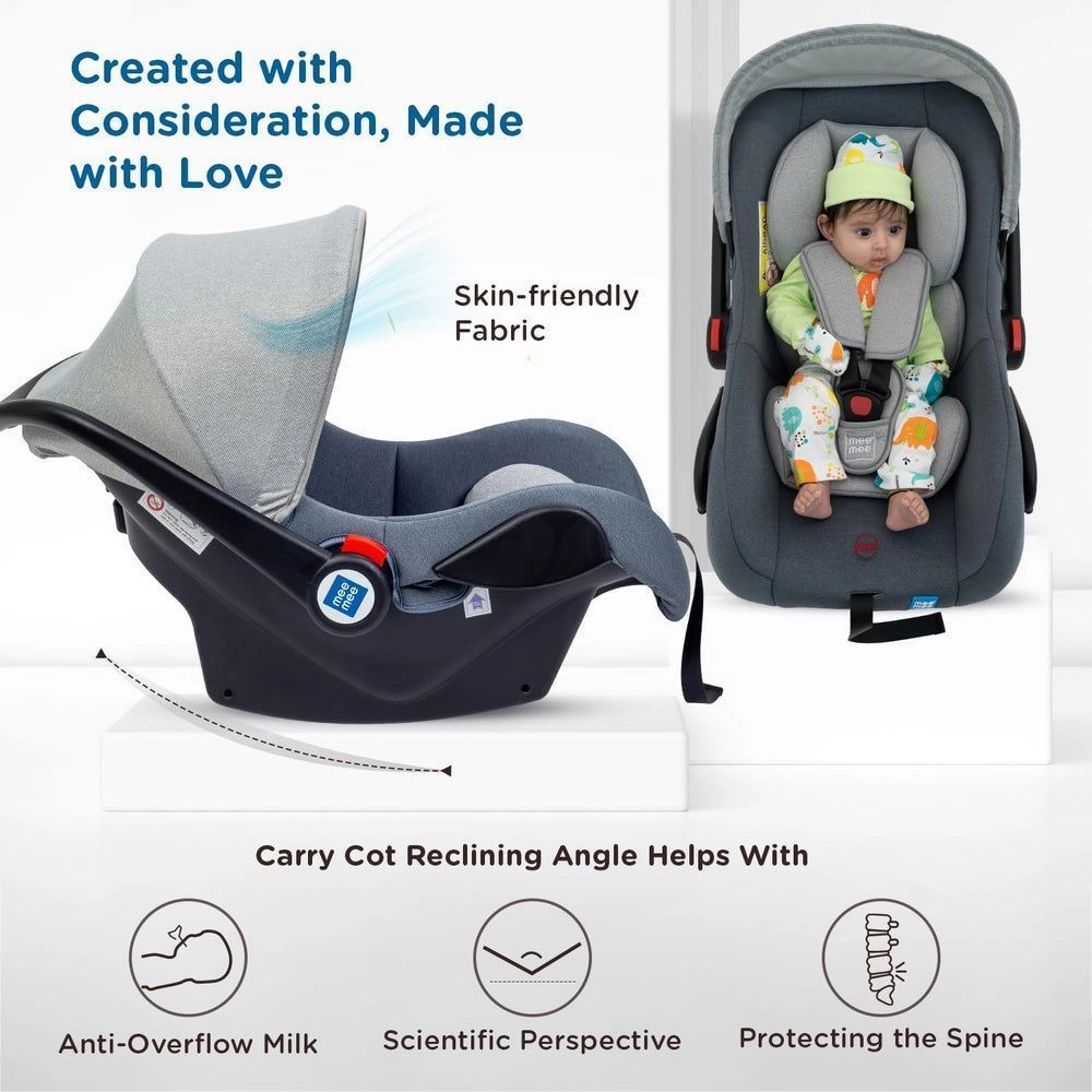 Mee Mee 4-in-1 Baby Carry Car Seat – Grey | Carry Cot, Rocker, Feeding Seat & Car Seat 6
