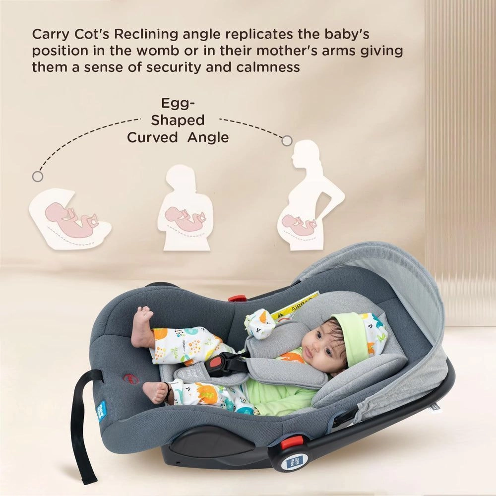Mee Mee 4-in-1 Baby Carry Car Seat – Grey | Carry Cot, Rocker, Feeding Seat & Car Seat 8