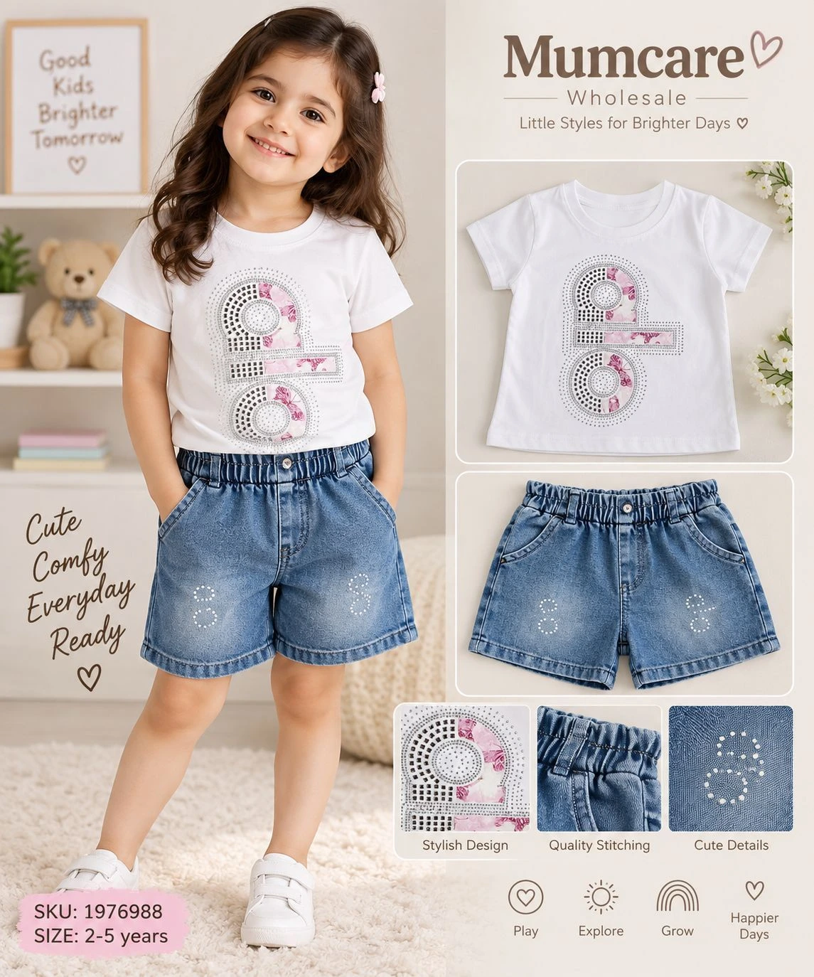 Beautiful girls tshirt shorts pair (2-5y)