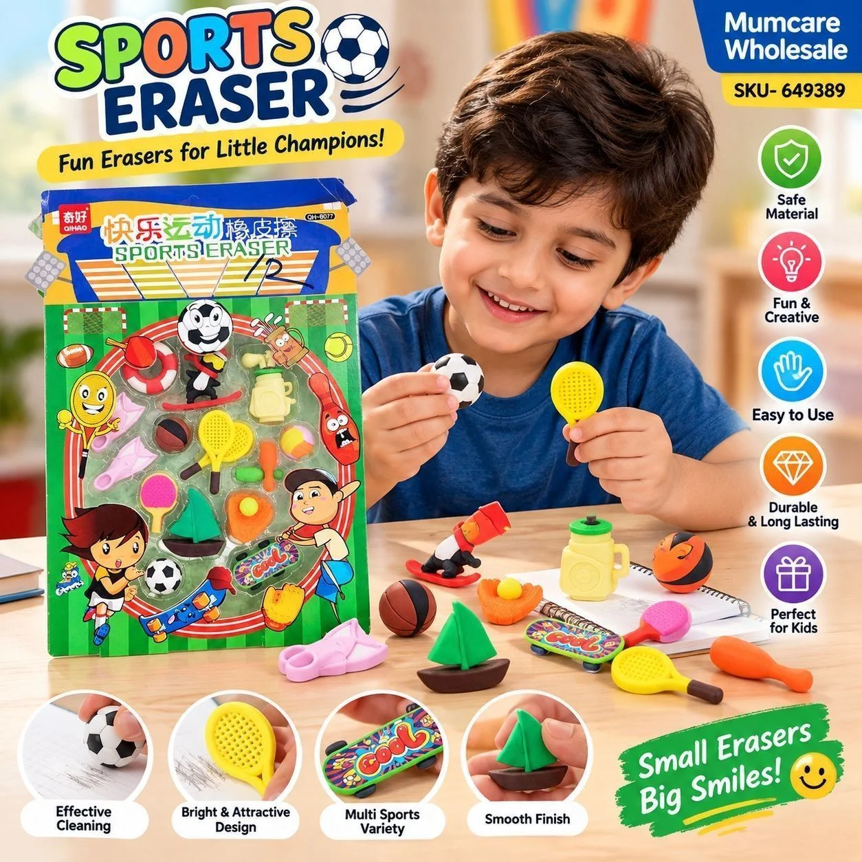Sport's games eraser set