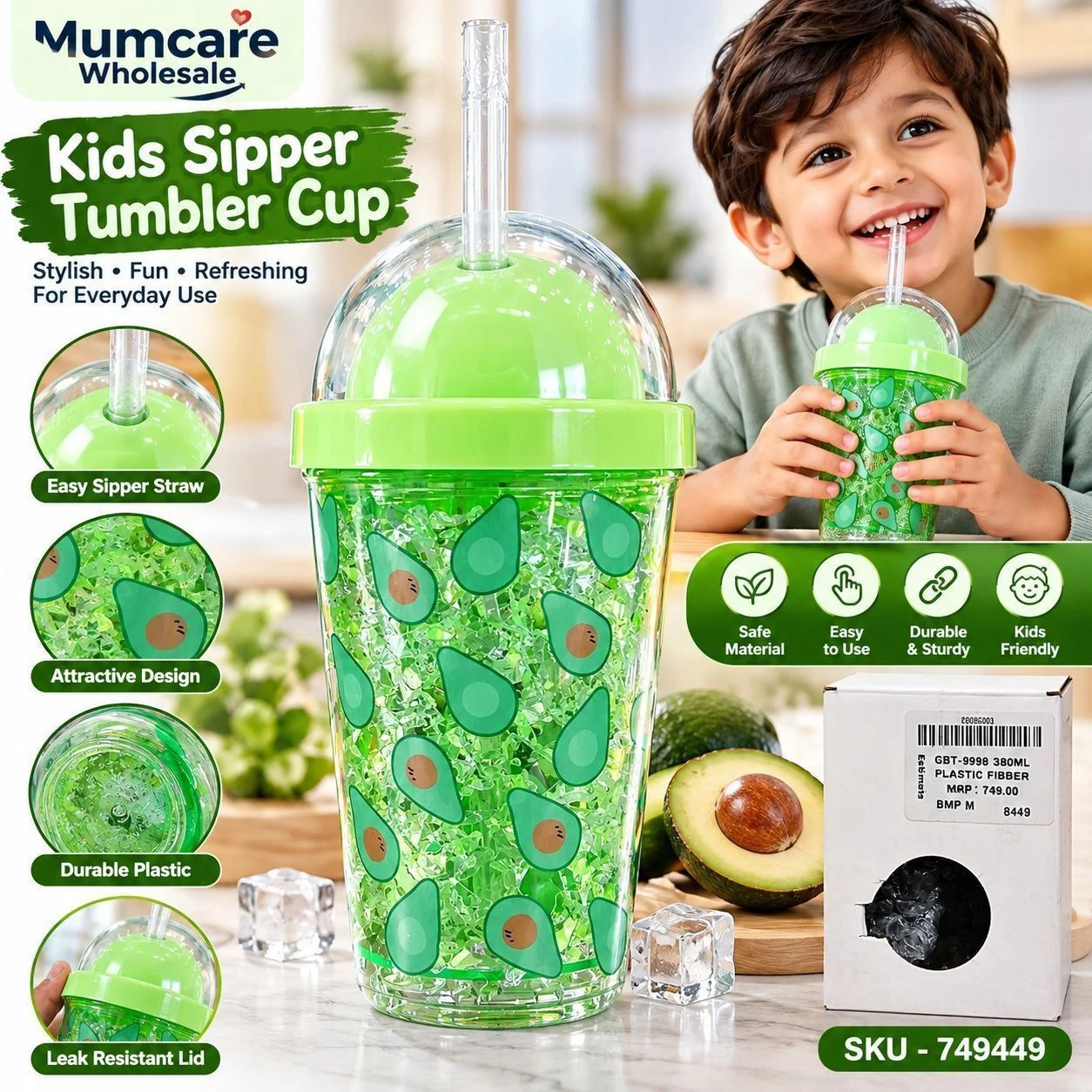 Sipper type avocado waterbottle 2