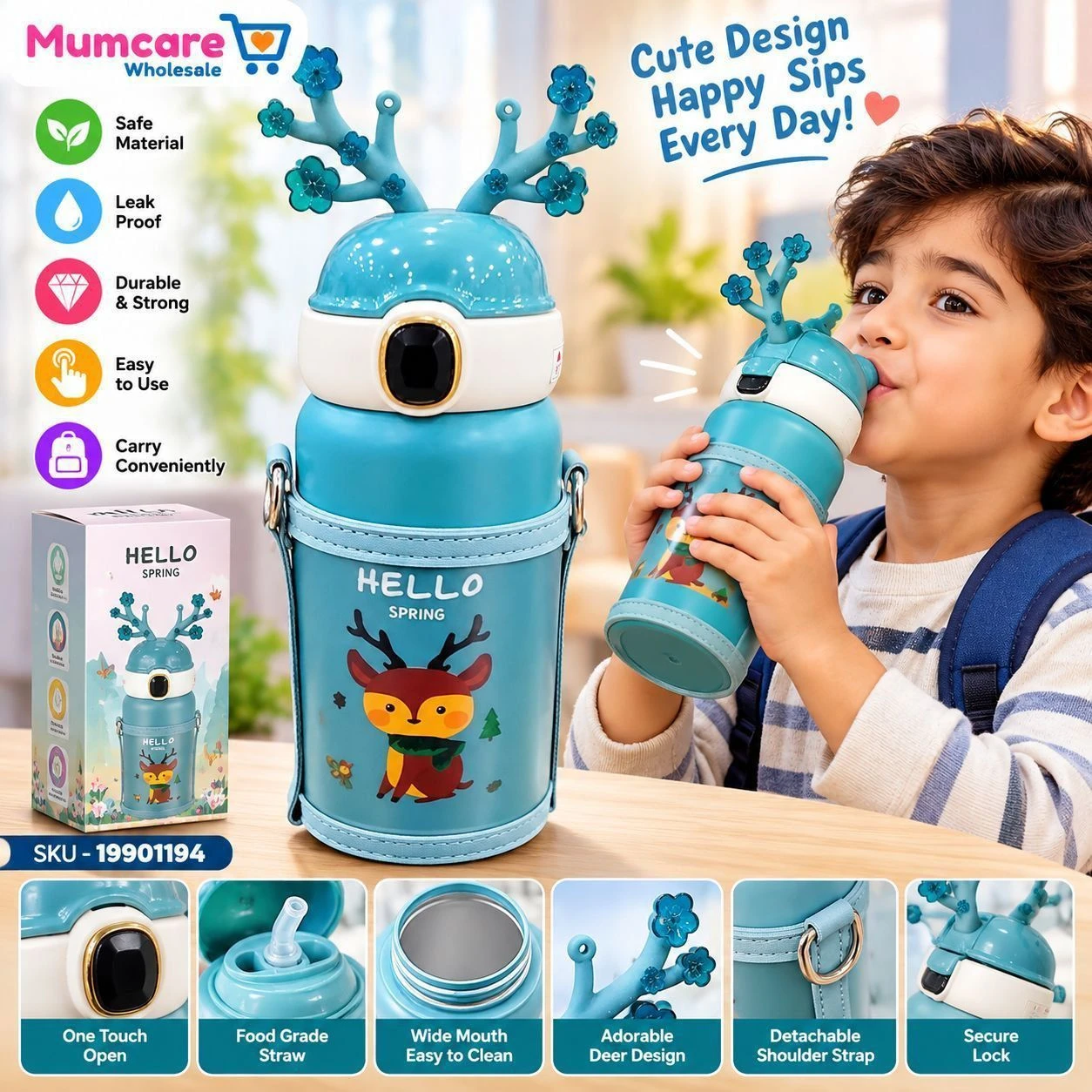 Cute Hello spring steel waterbottle 2