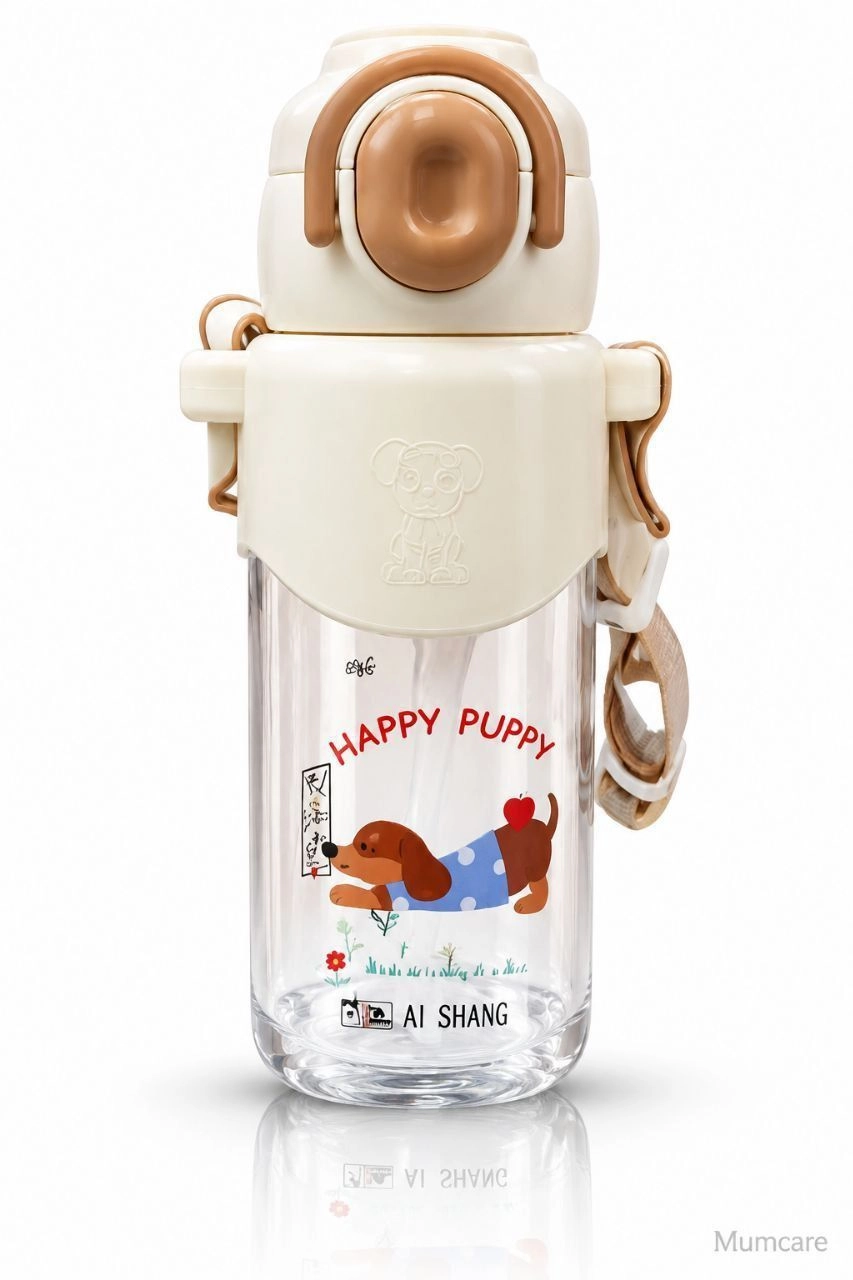 Plastic happy puppy water bottle 1