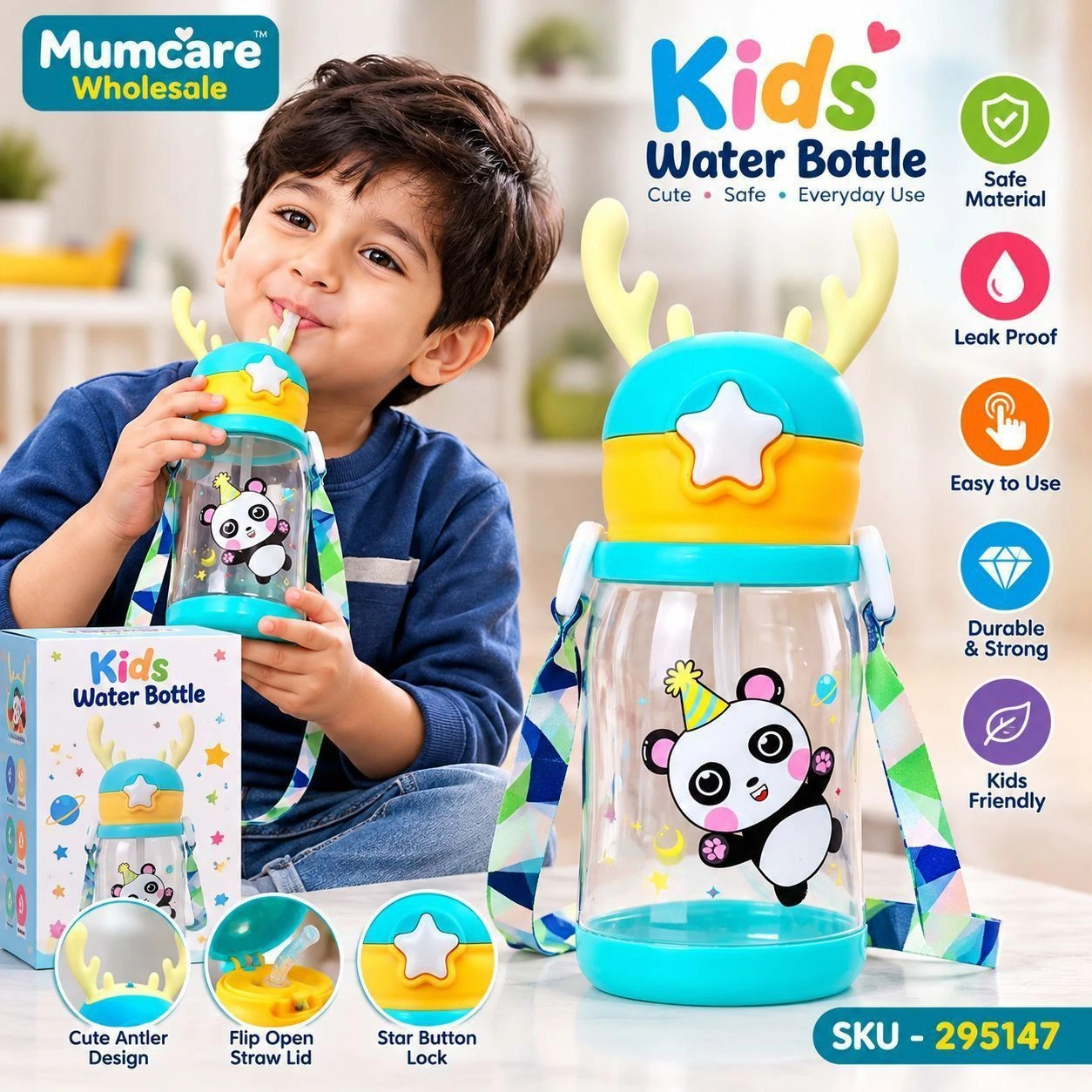 Plastic panda water bottle 2