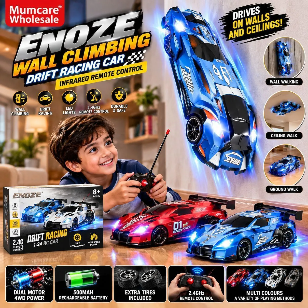 Wall climbing racing car