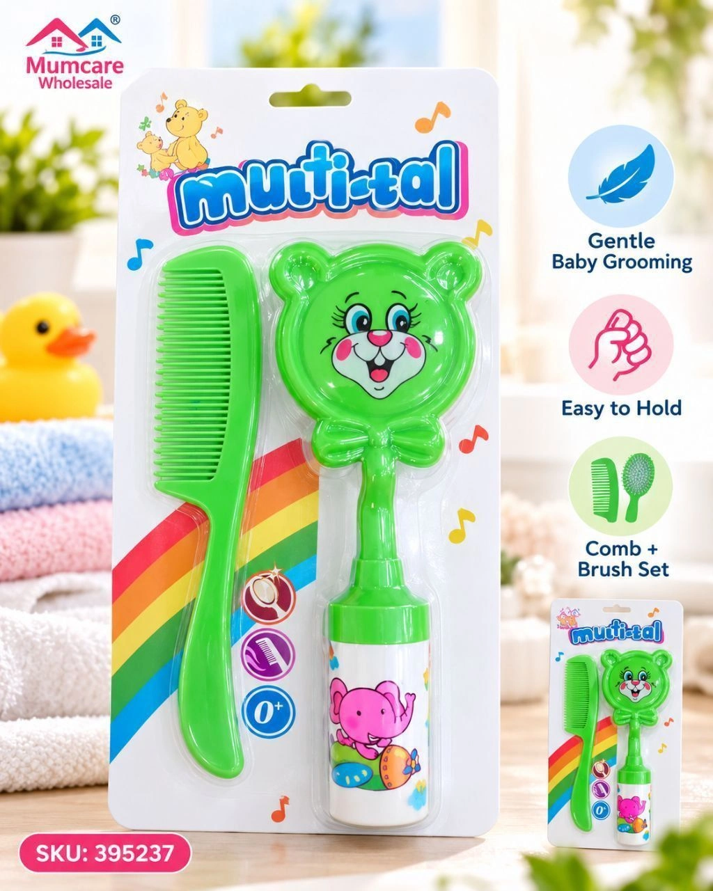 Comb & brush set green 2
