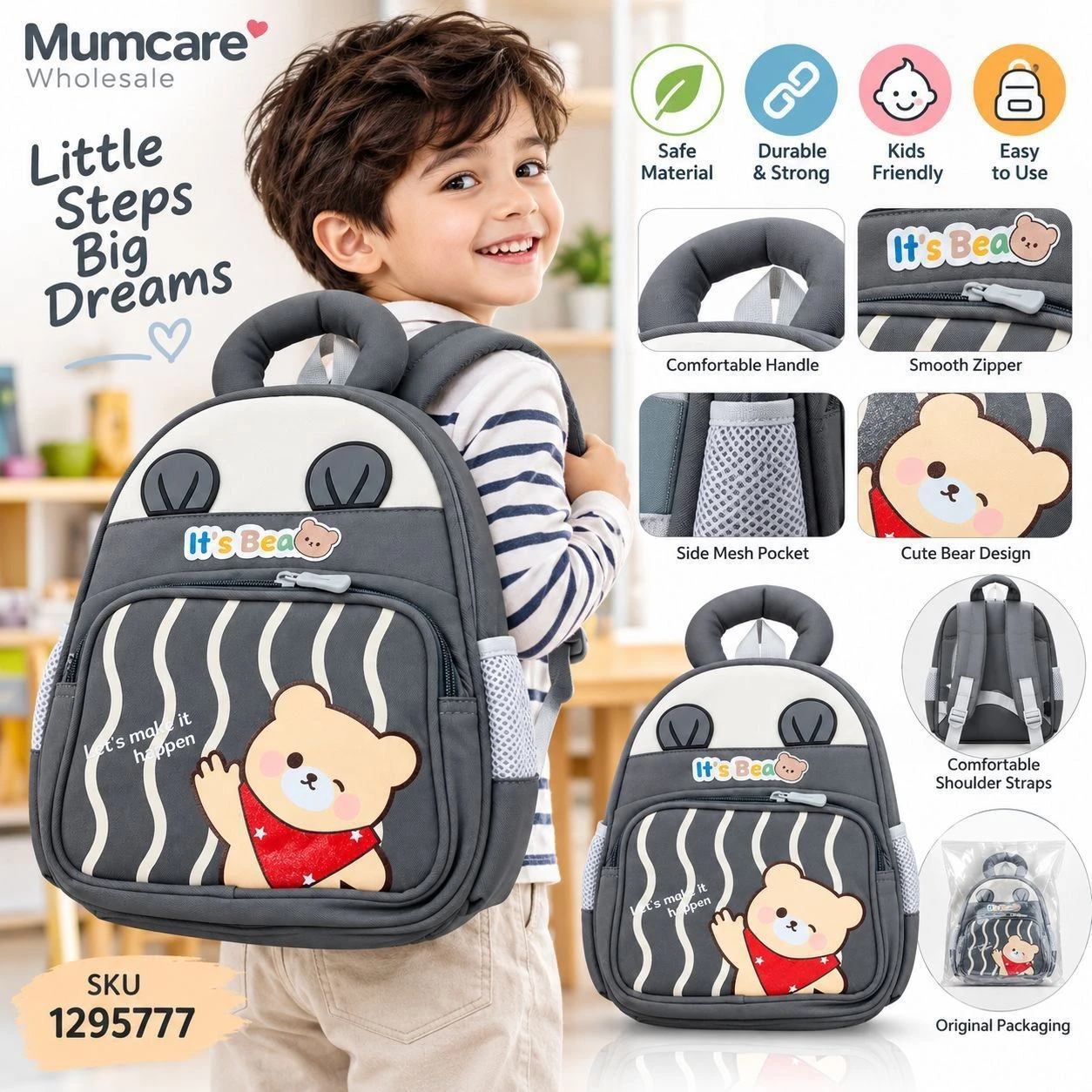 Baby bear backpack for children 2