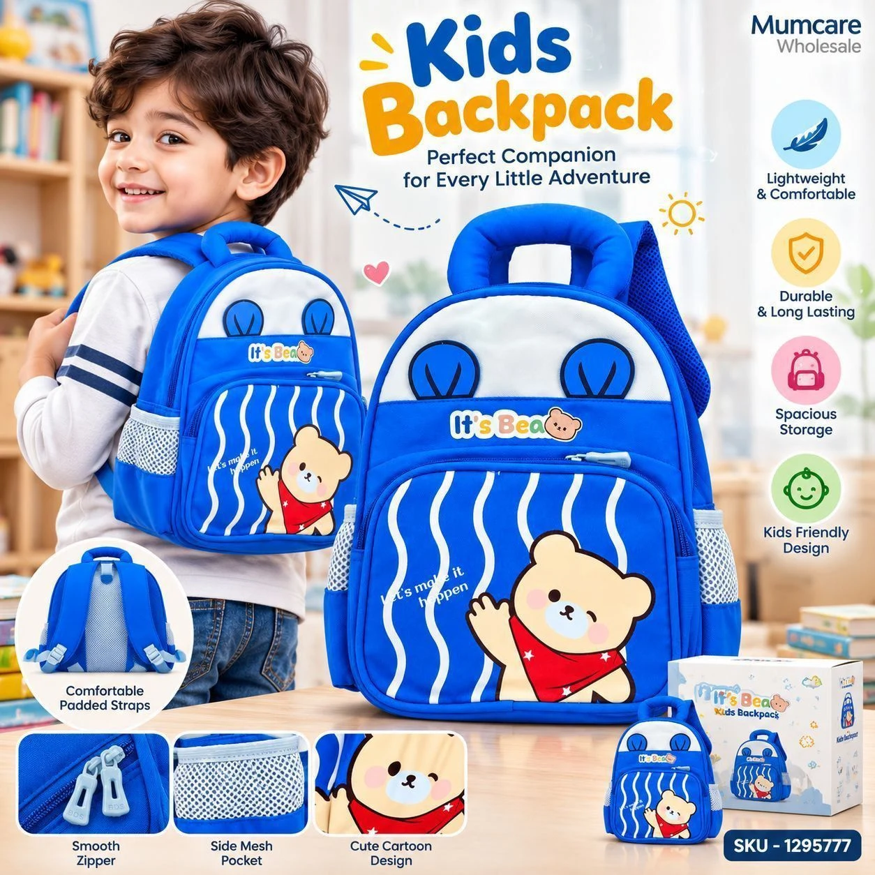 Blue colour children backpack 2