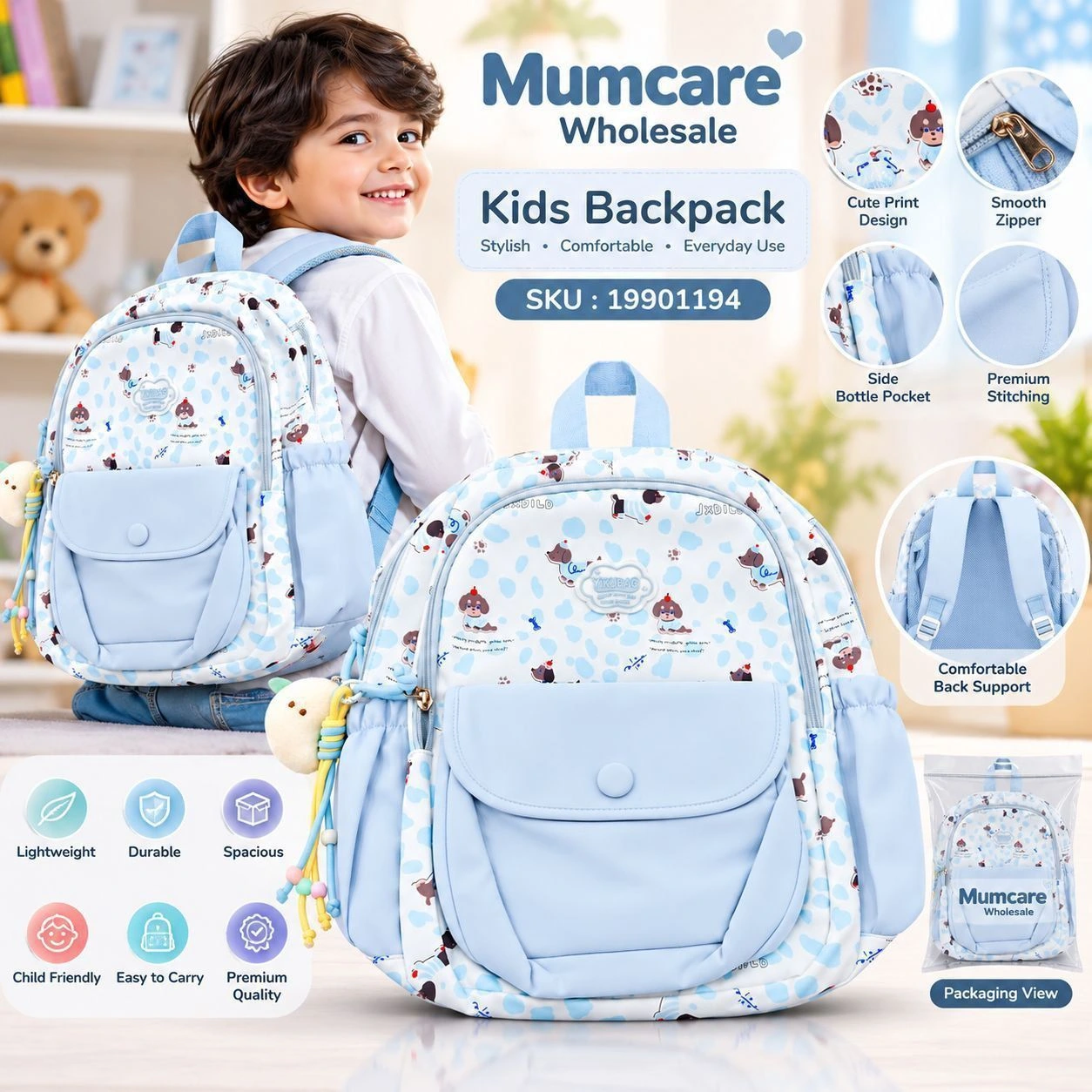 Doggy style blue colour children backpack 2