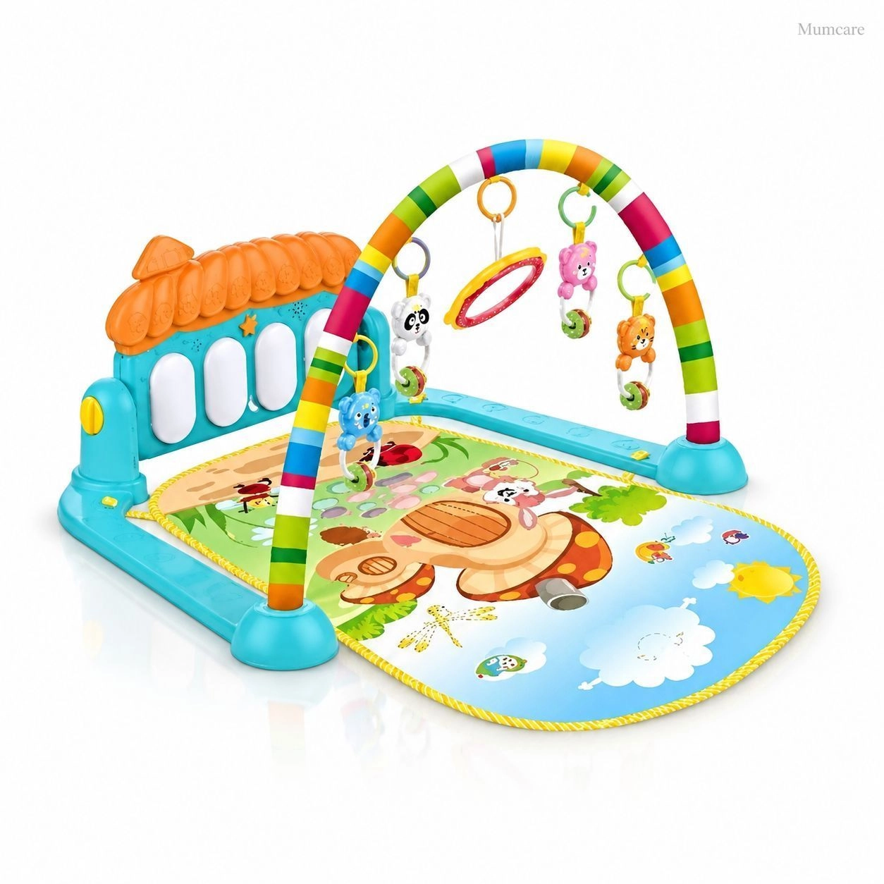 Piano Fitness Rack Baby Gym Mat with Hanging Toys, Musical Piano & Activity Playmat 1