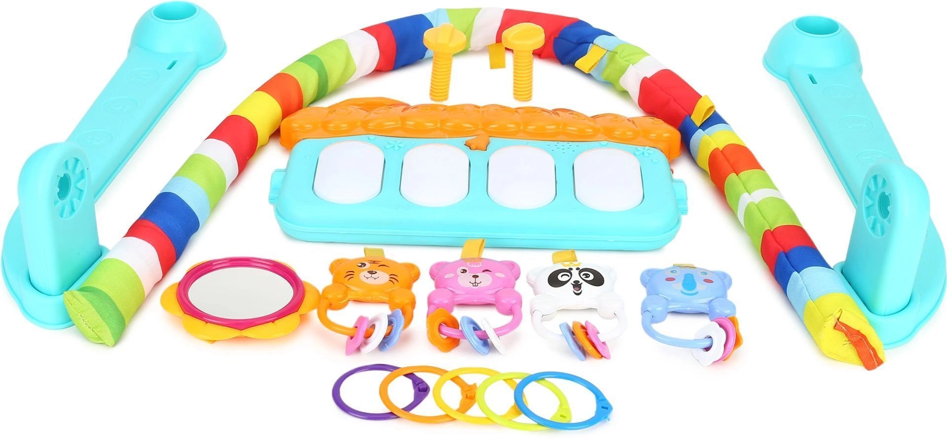 Piano Fitness Rack Baby Gym Mat with Hanging Toys, Musical Piano & Activity Playmat 4