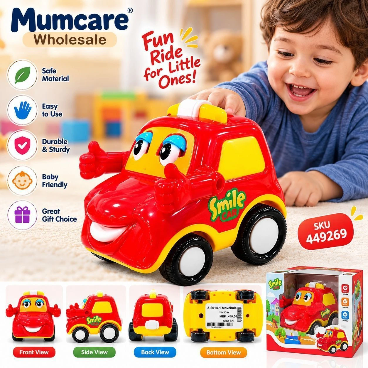 Smile red cherry cute mini toy car 2