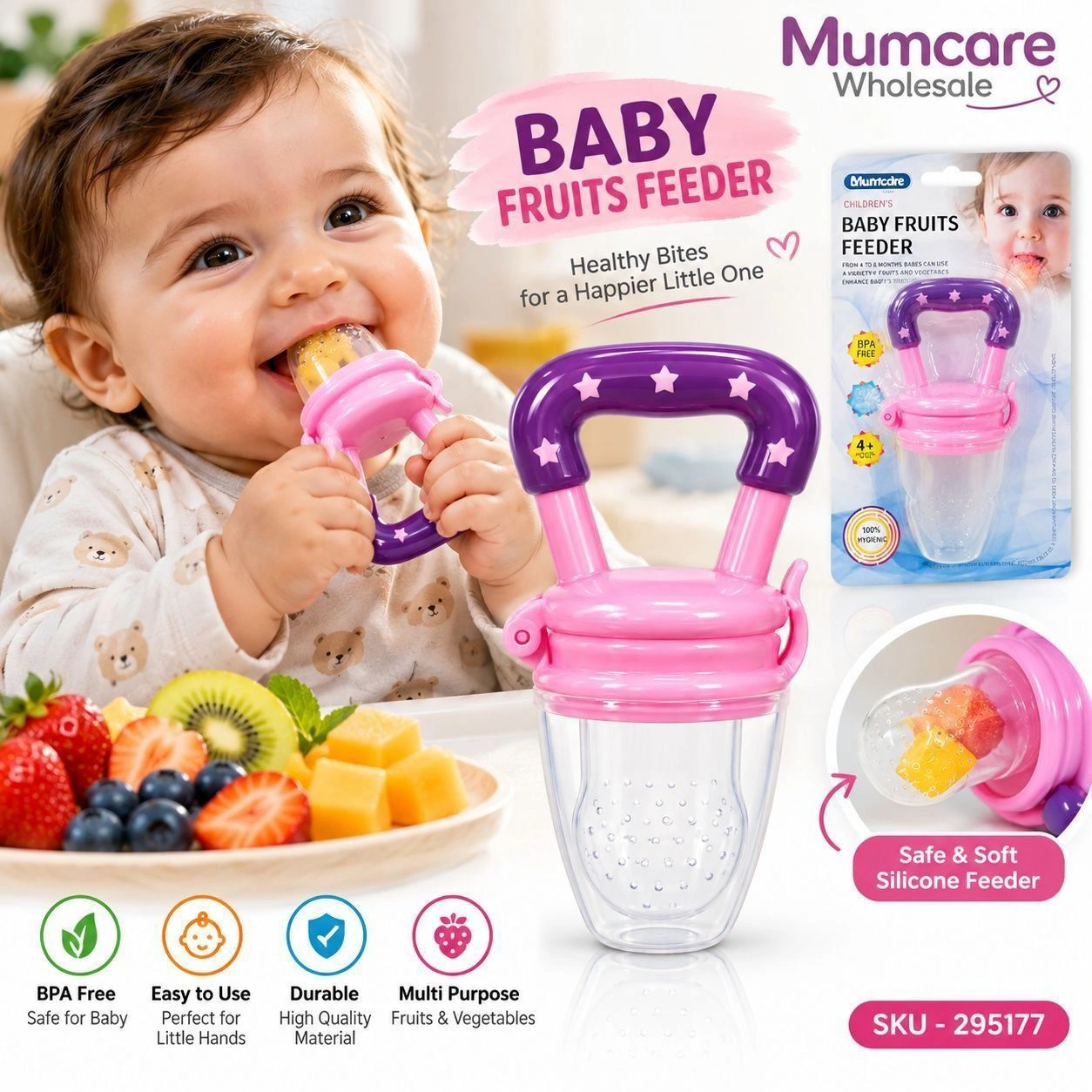 Baby fruit feeder pink 2