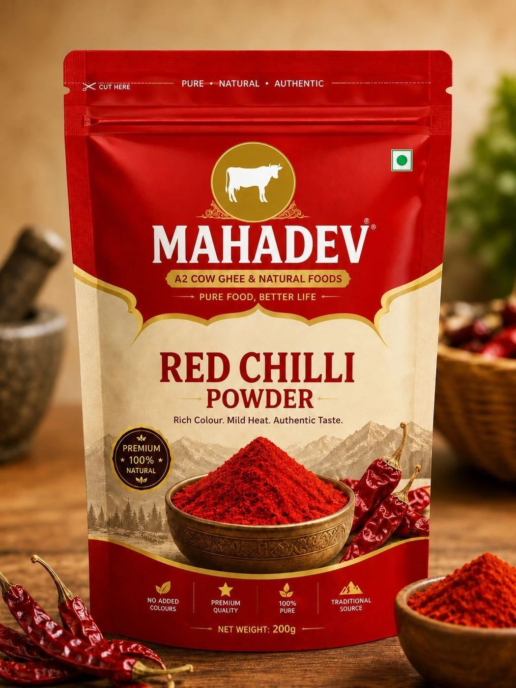 Mahadev Organic Red Chilli Powder (200g) 1