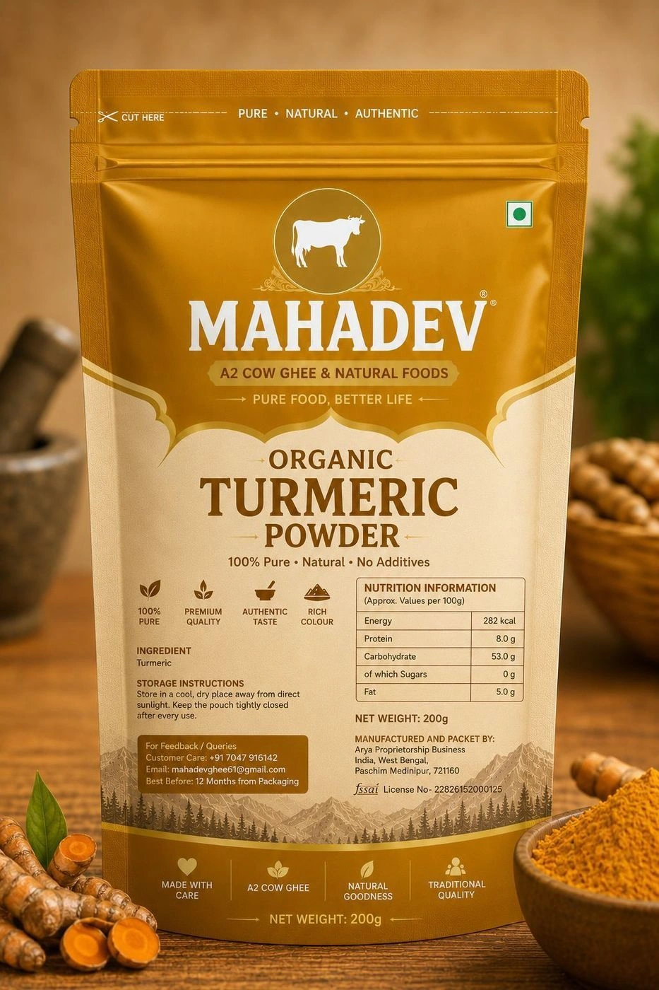 Mahadev Organic Turmeric Powder (200g) 2
