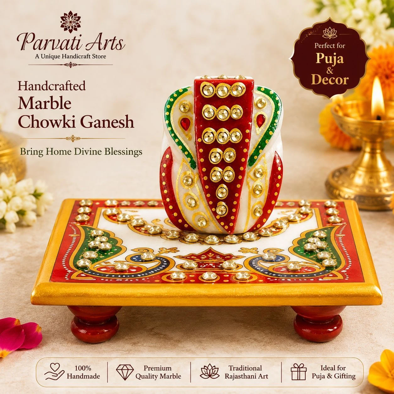 Marble chowki ganesha