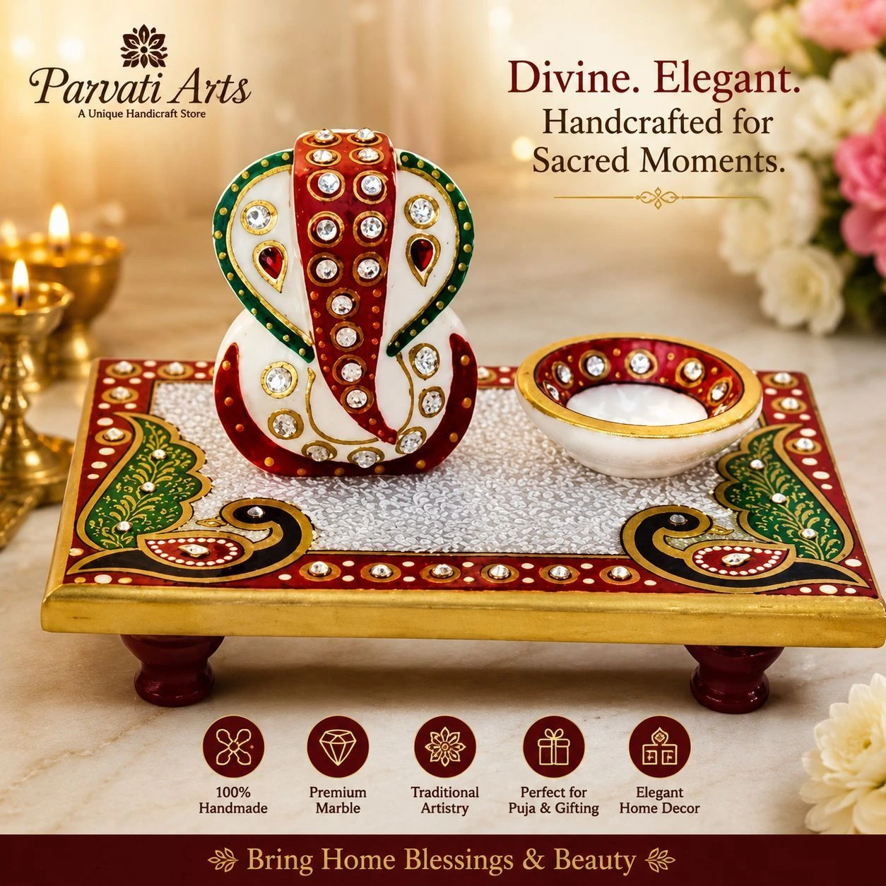 Marble chowki ganesha