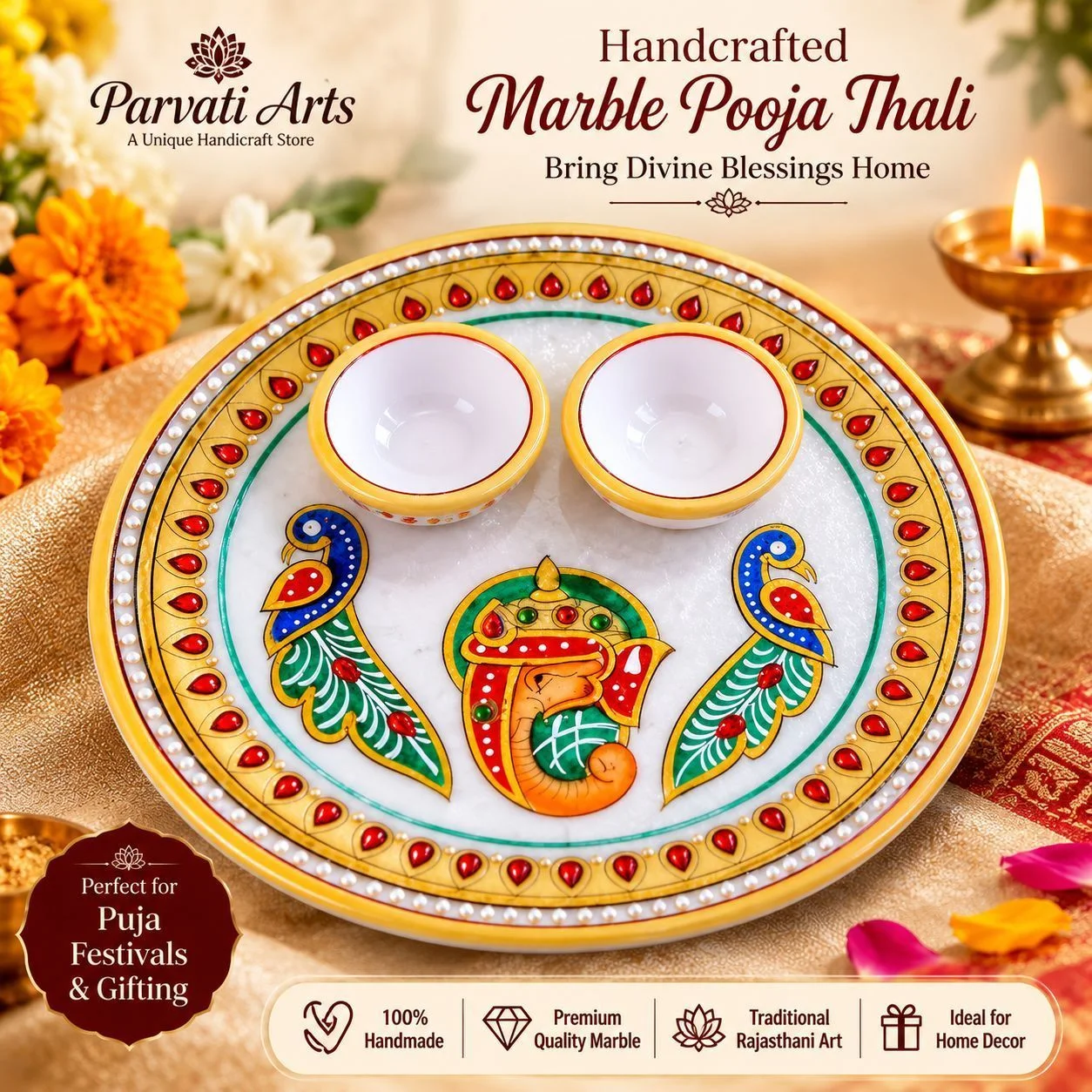 Marble pooja thali