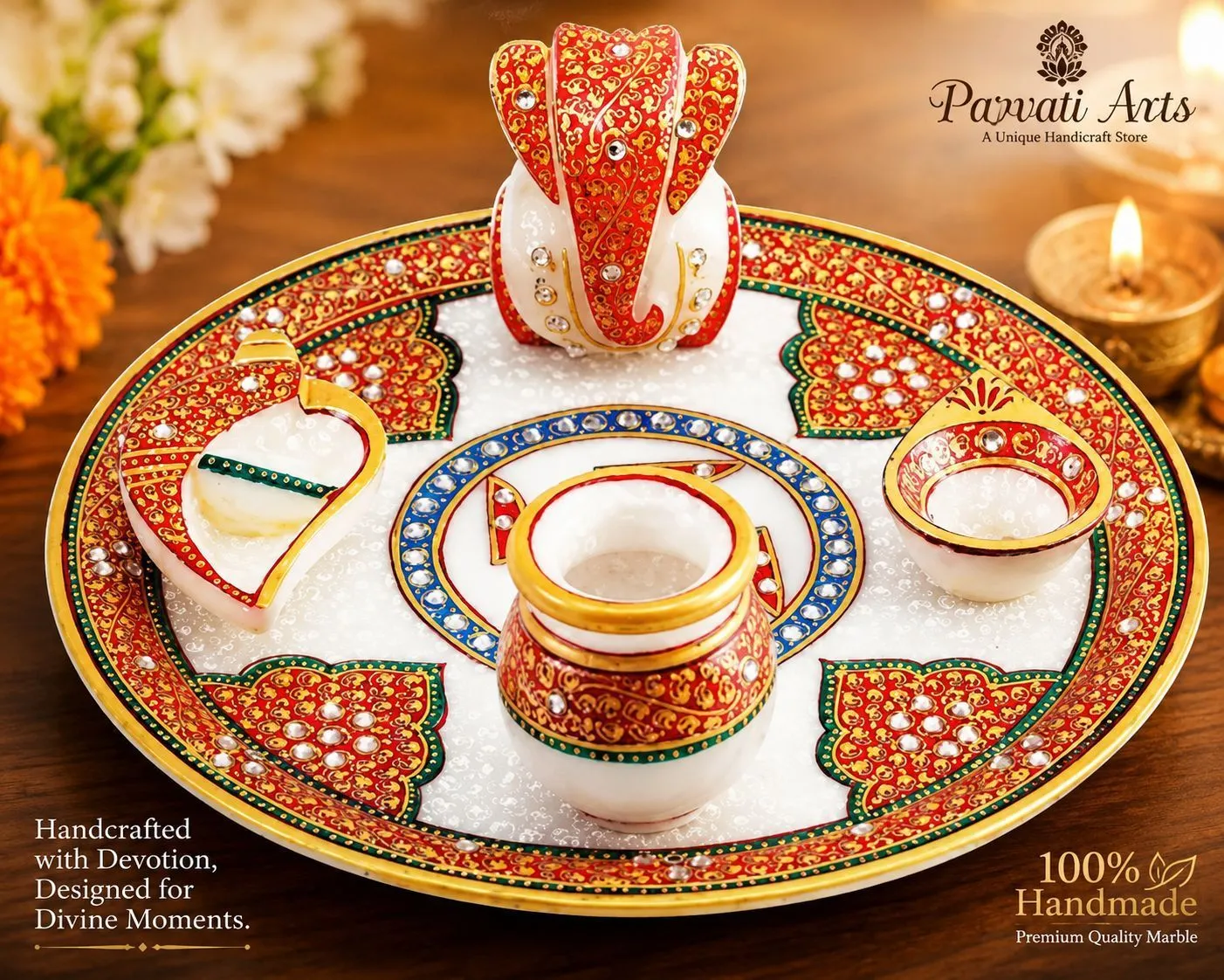 Marble pooja thali