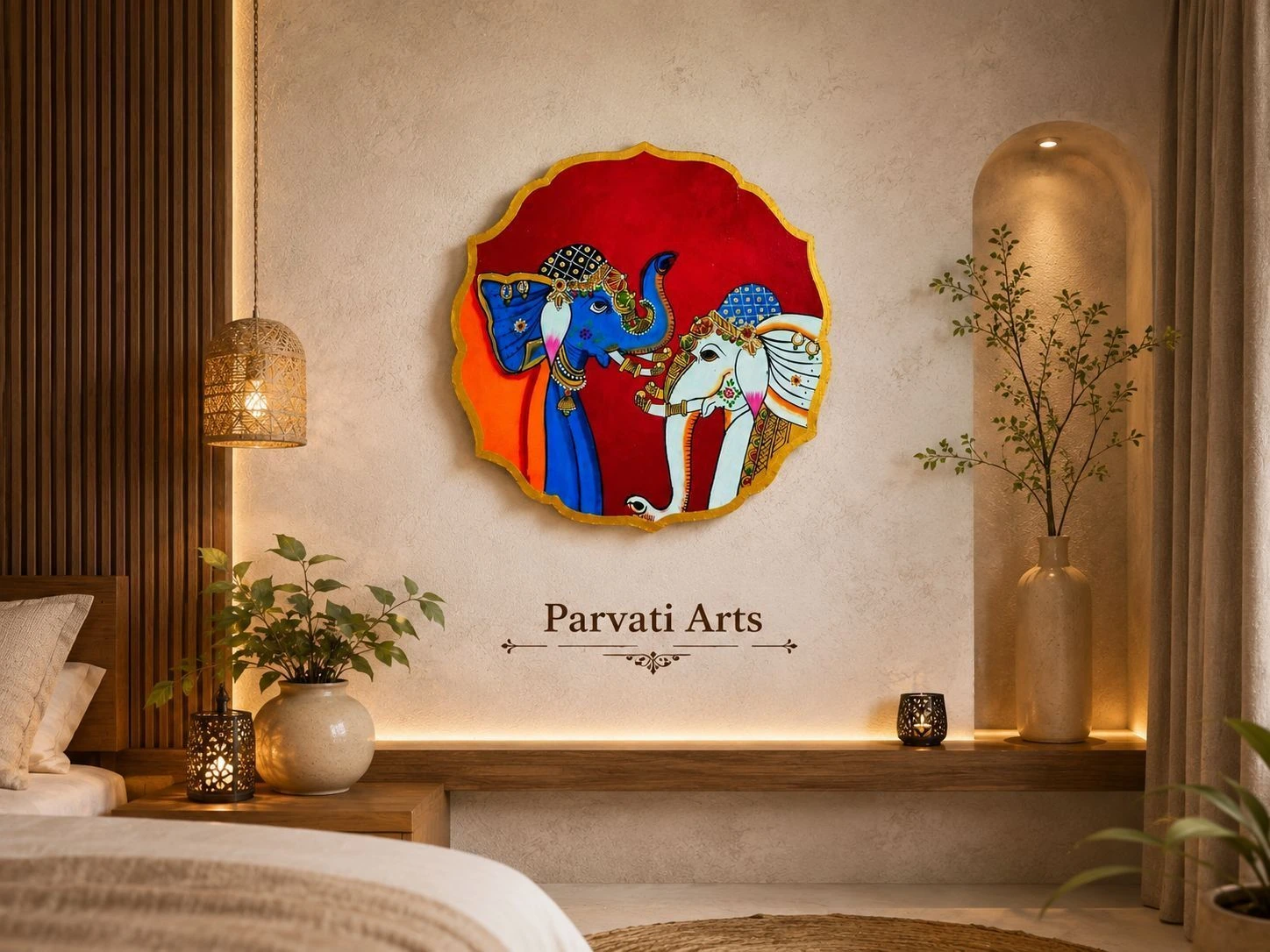 Wood wall hand-painted plate 1