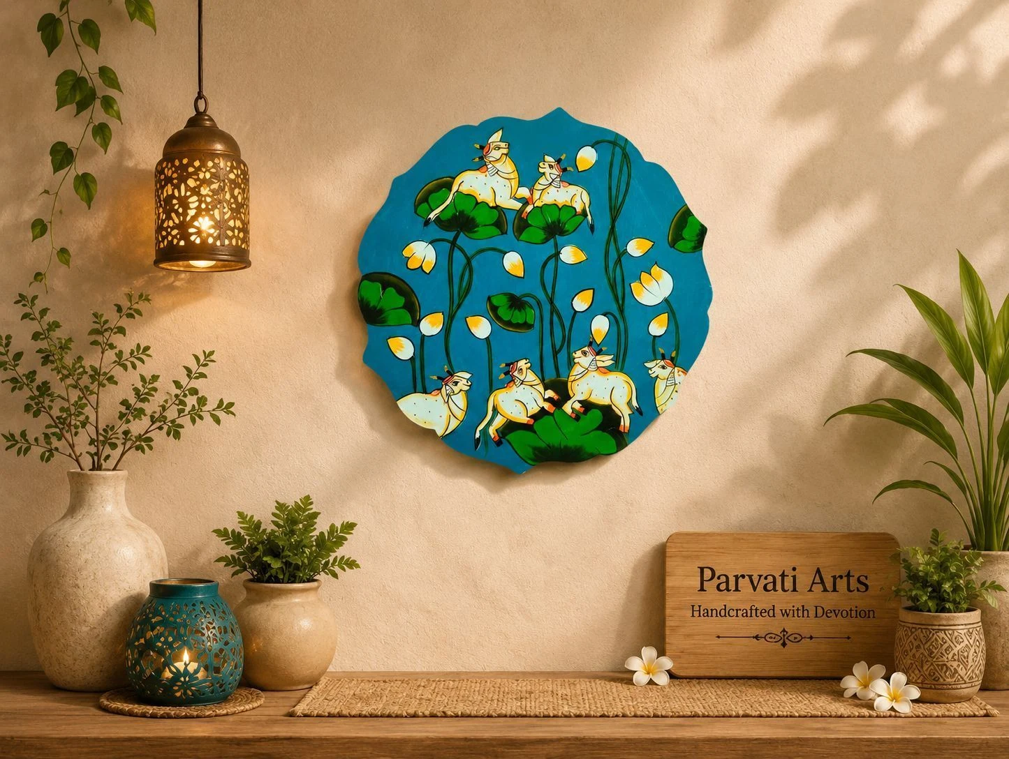 Wood wall hand-painted plate 1