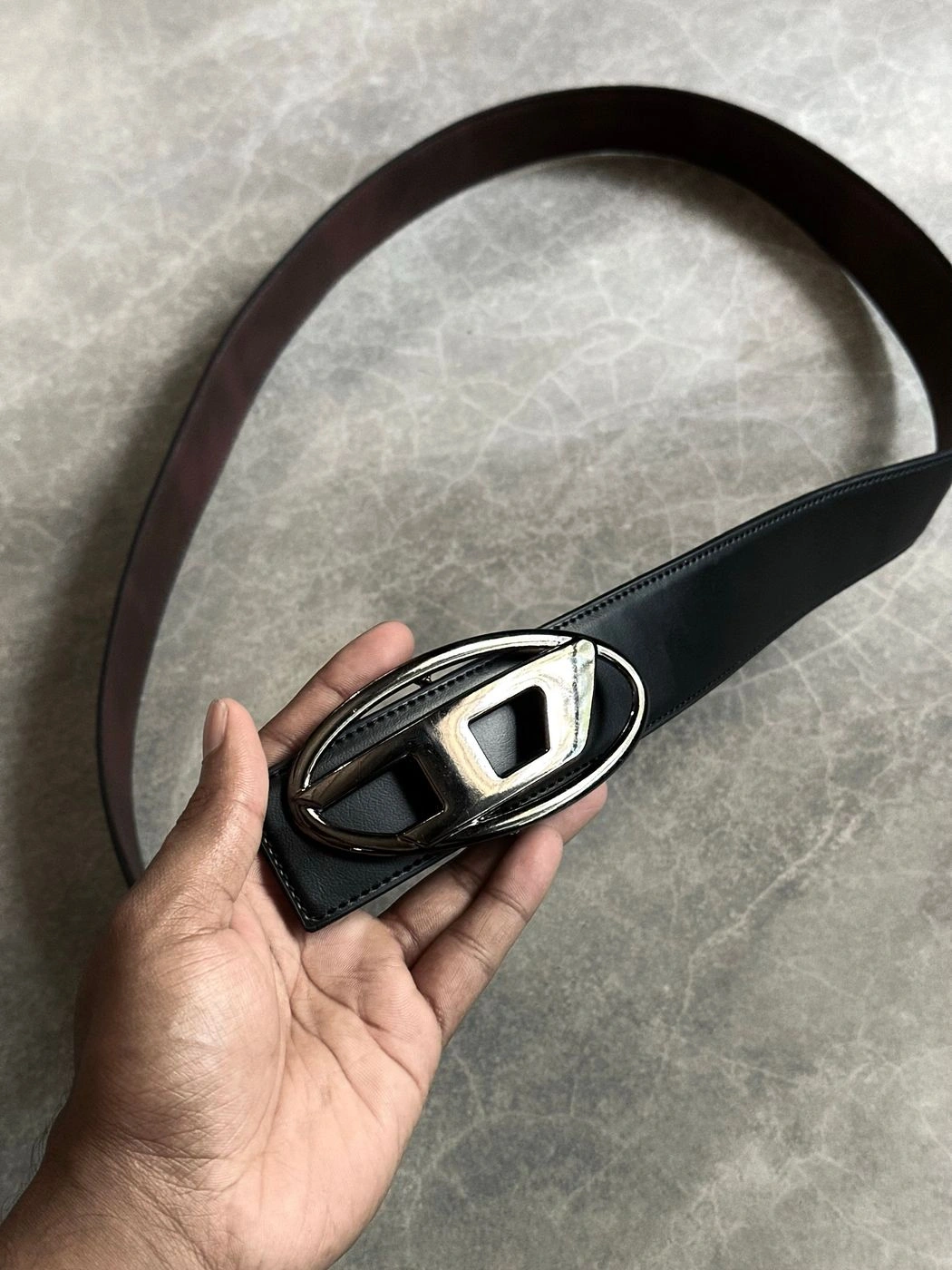 Glossy D Black Leather Belt 3
