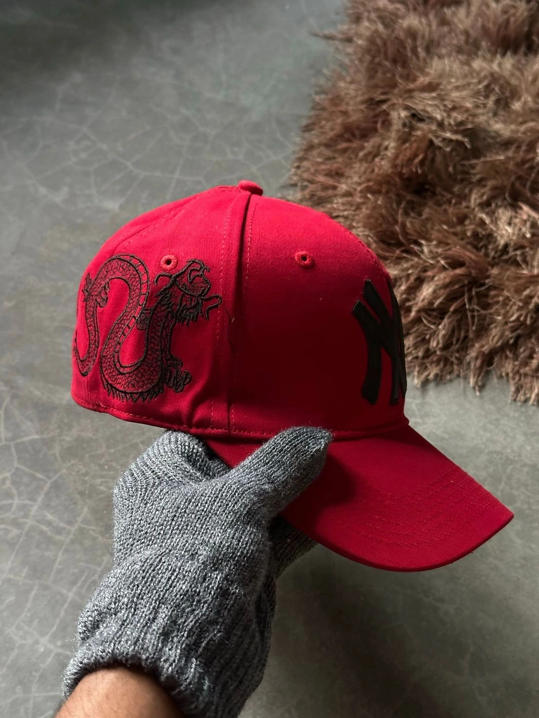 NY Crimson Serpent Red Fitted Cap 2
