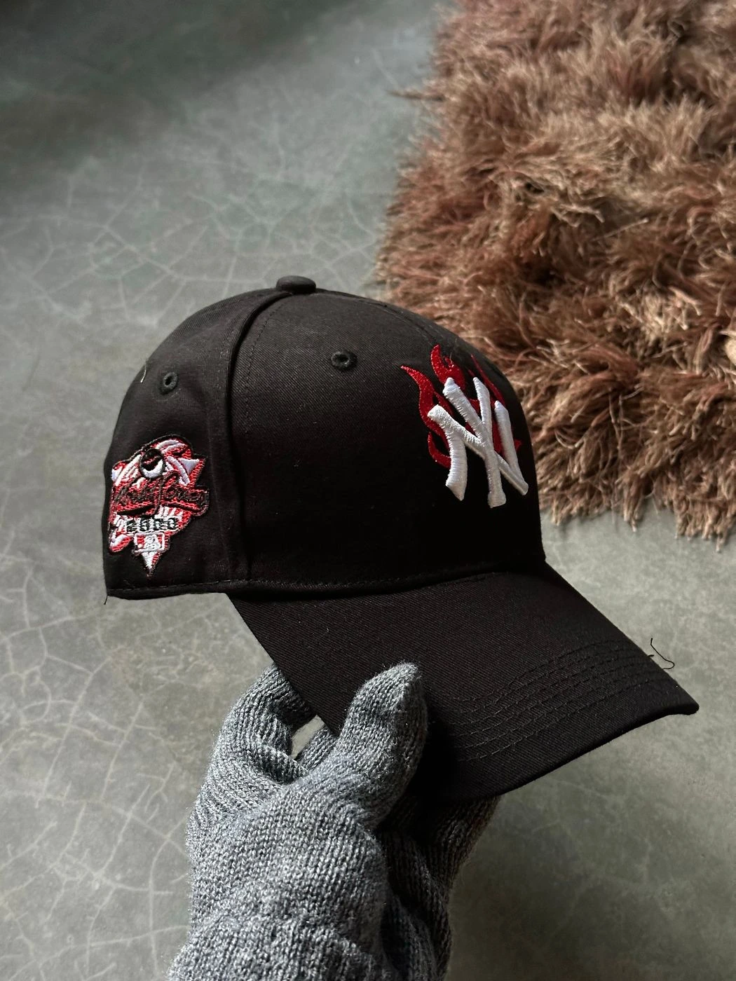 NY Crimson Fire Black Fitted Cap 1