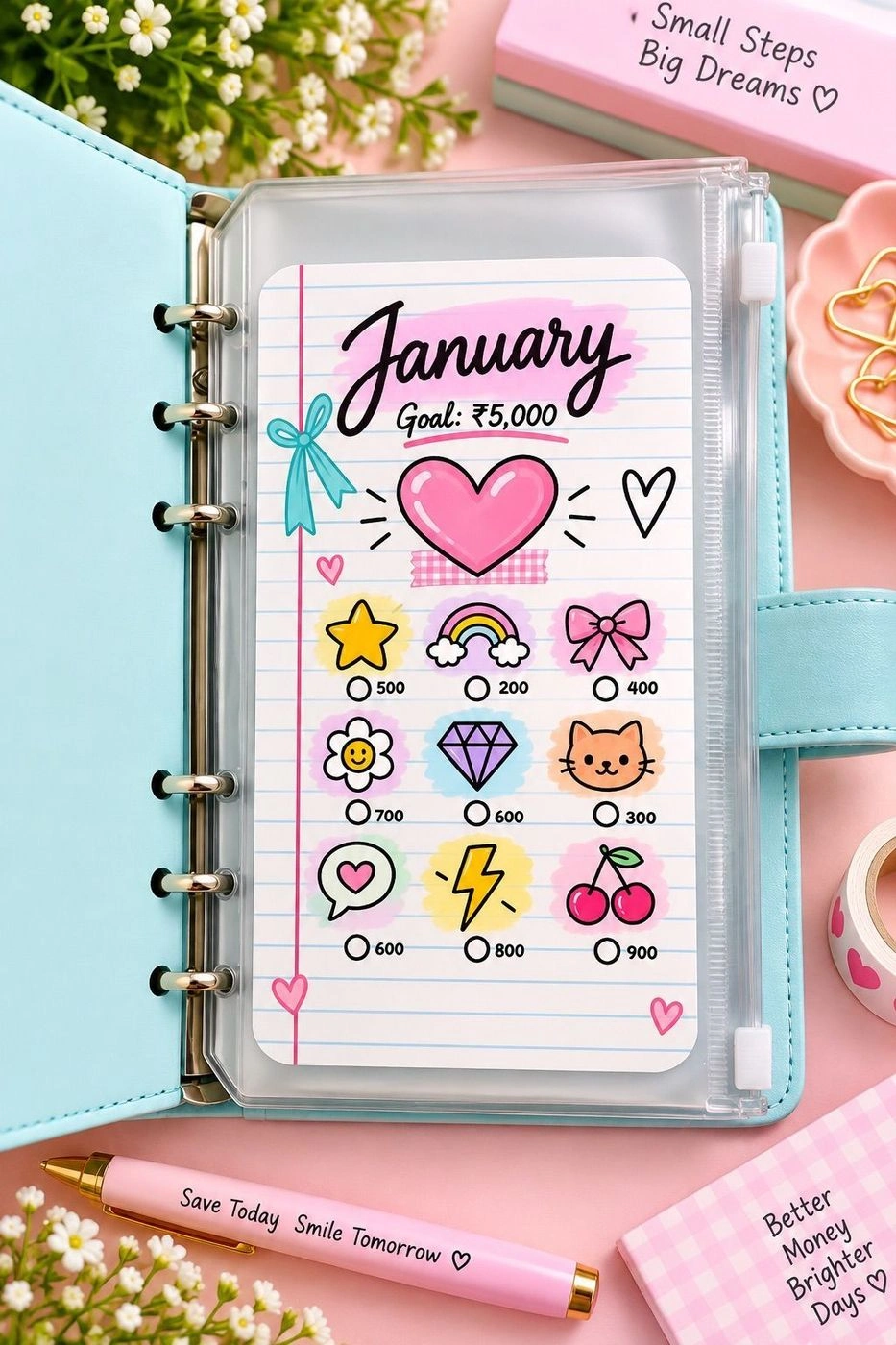 Notebook monthly savings challenge 4