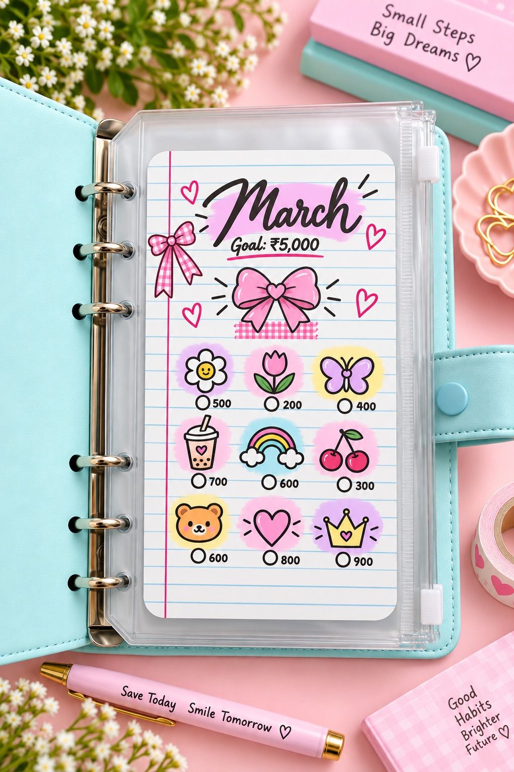 Notebook monthly savings challenge 6