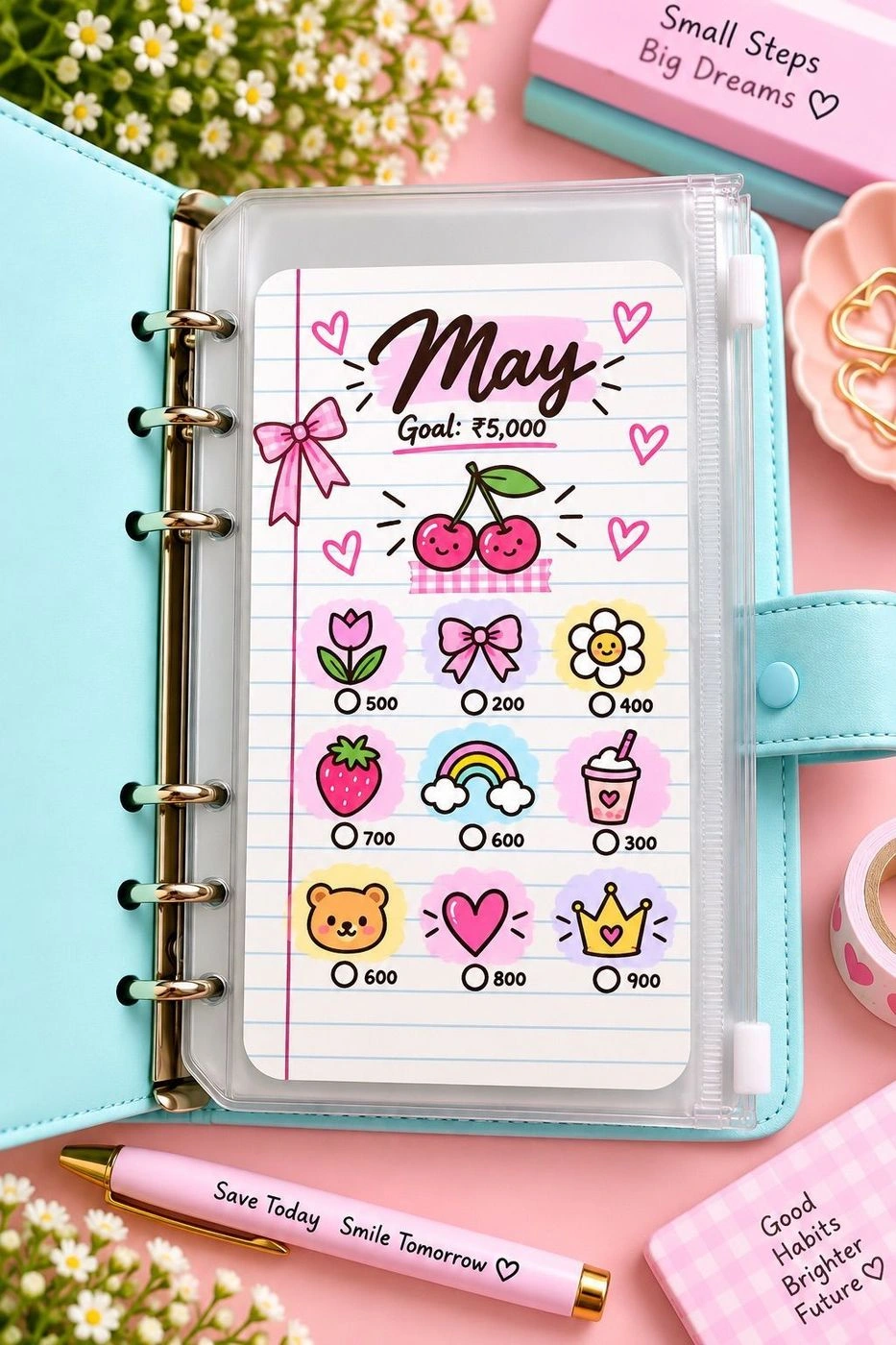 Notebook monthly savings challenge 8