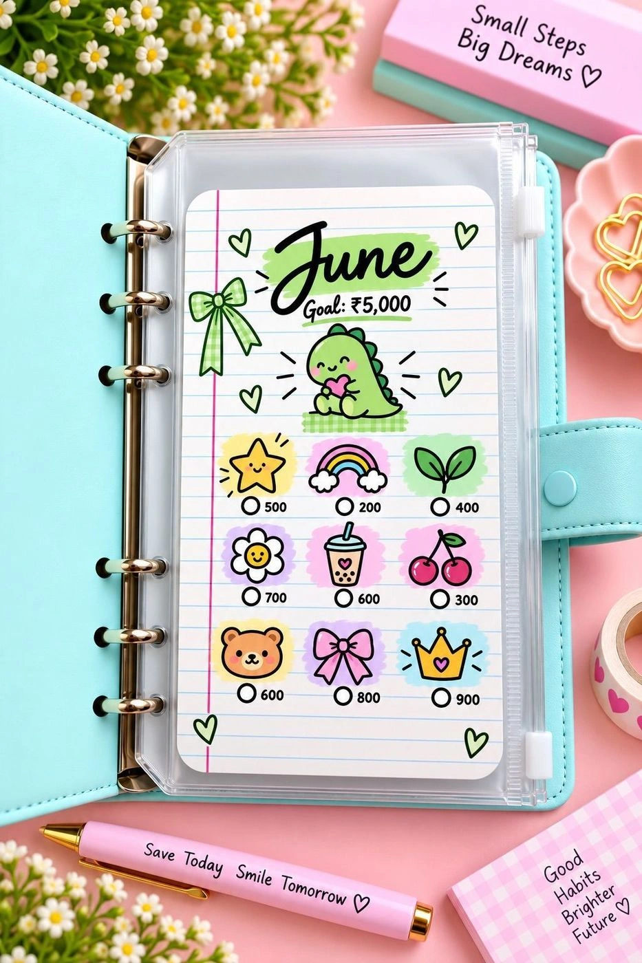 Notebook monthly savings challenge 9