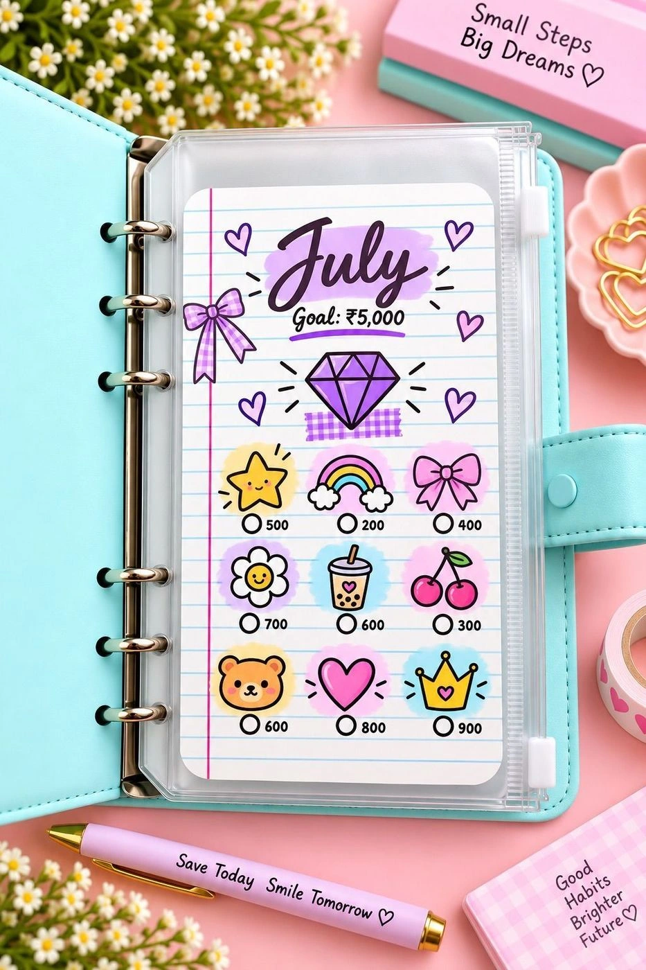 Notebook monthly savings challenge 10