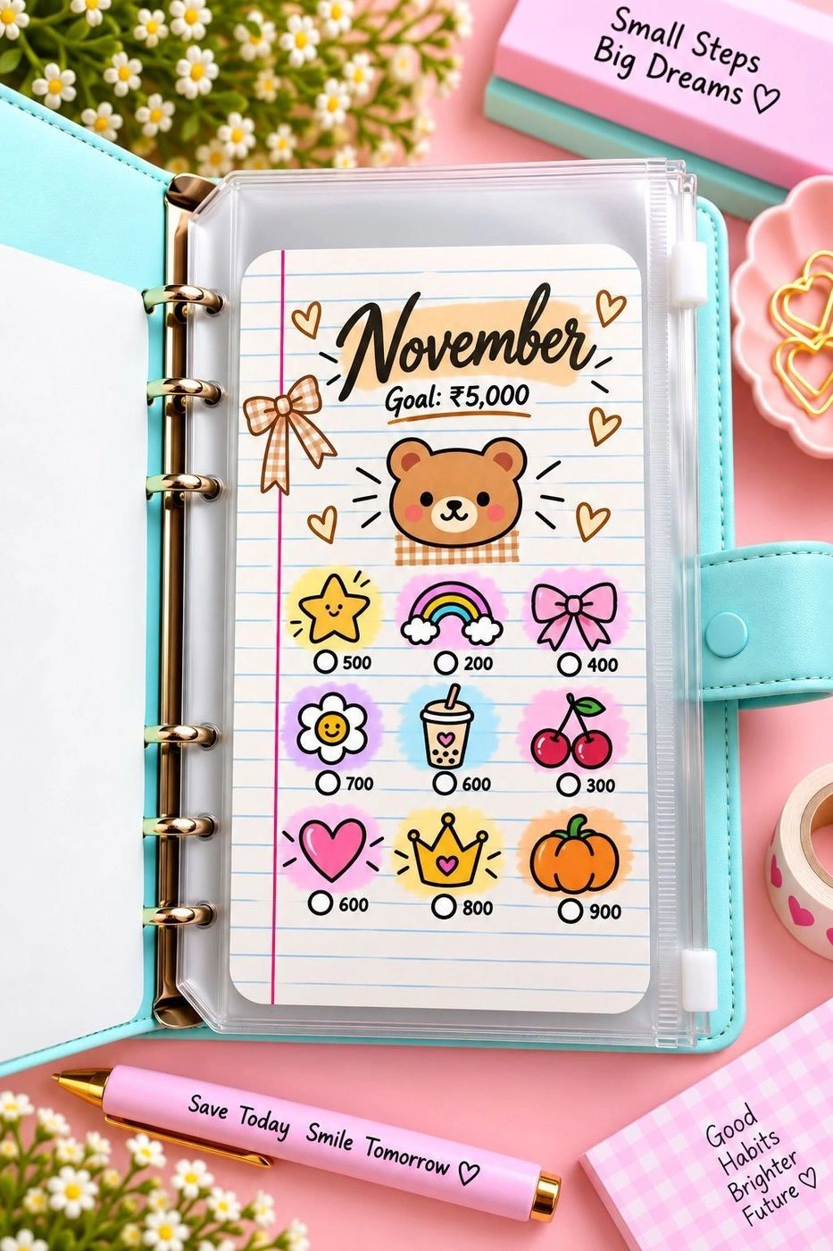Notebook monthly savings challenge 14