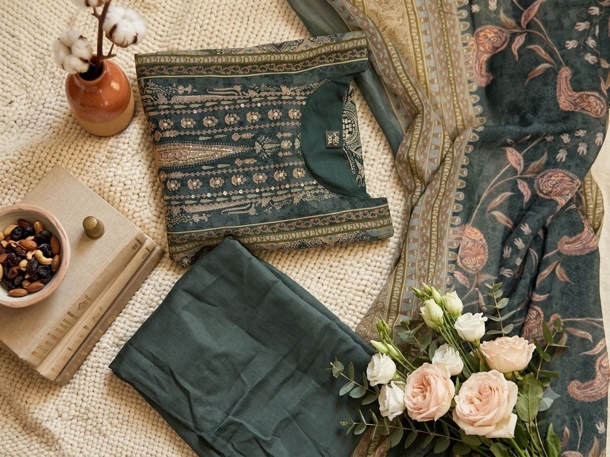 Emerald Green  Pakistani 3 ps suit 6