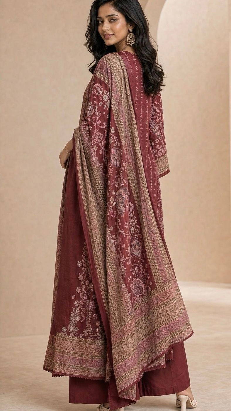 Crimson Red Pakistani 3-ps suit 2