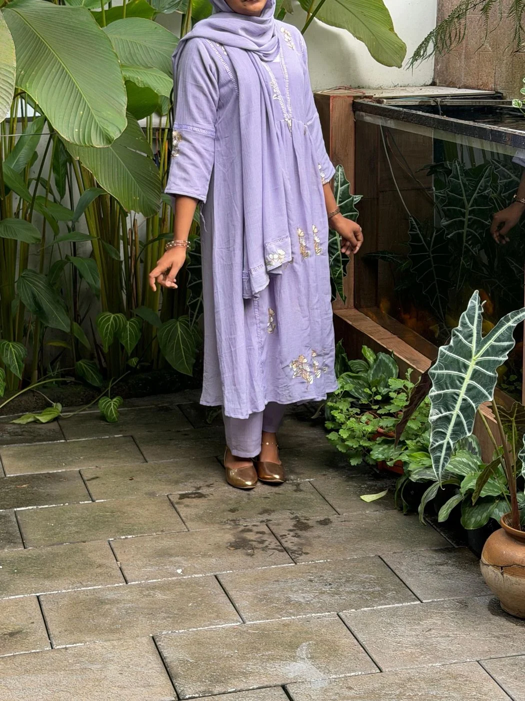 Premium Lavender Floral Embroidered Anarkali Set 3