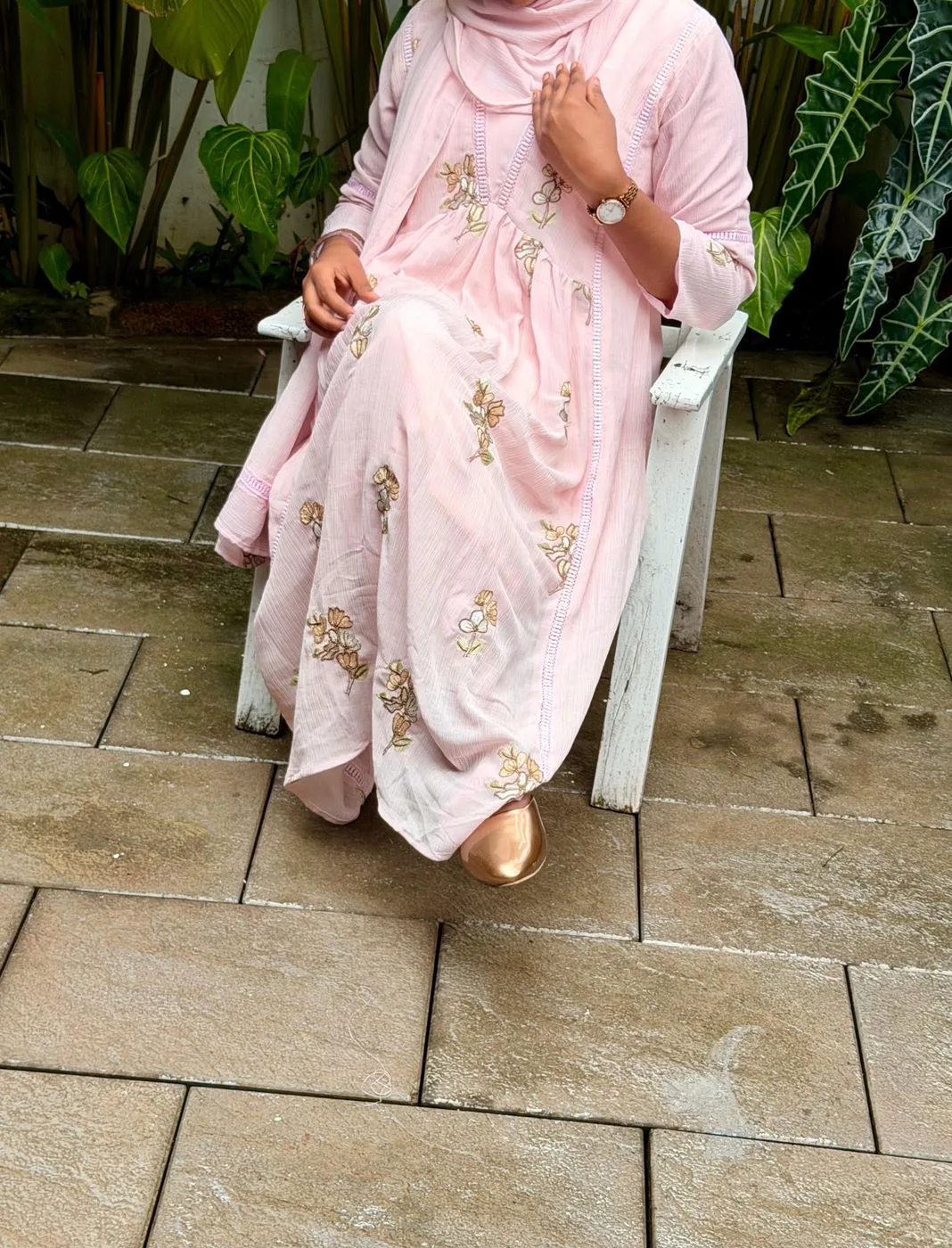 Premium Blush Pink Floral Embroidered Anarkali Set 1