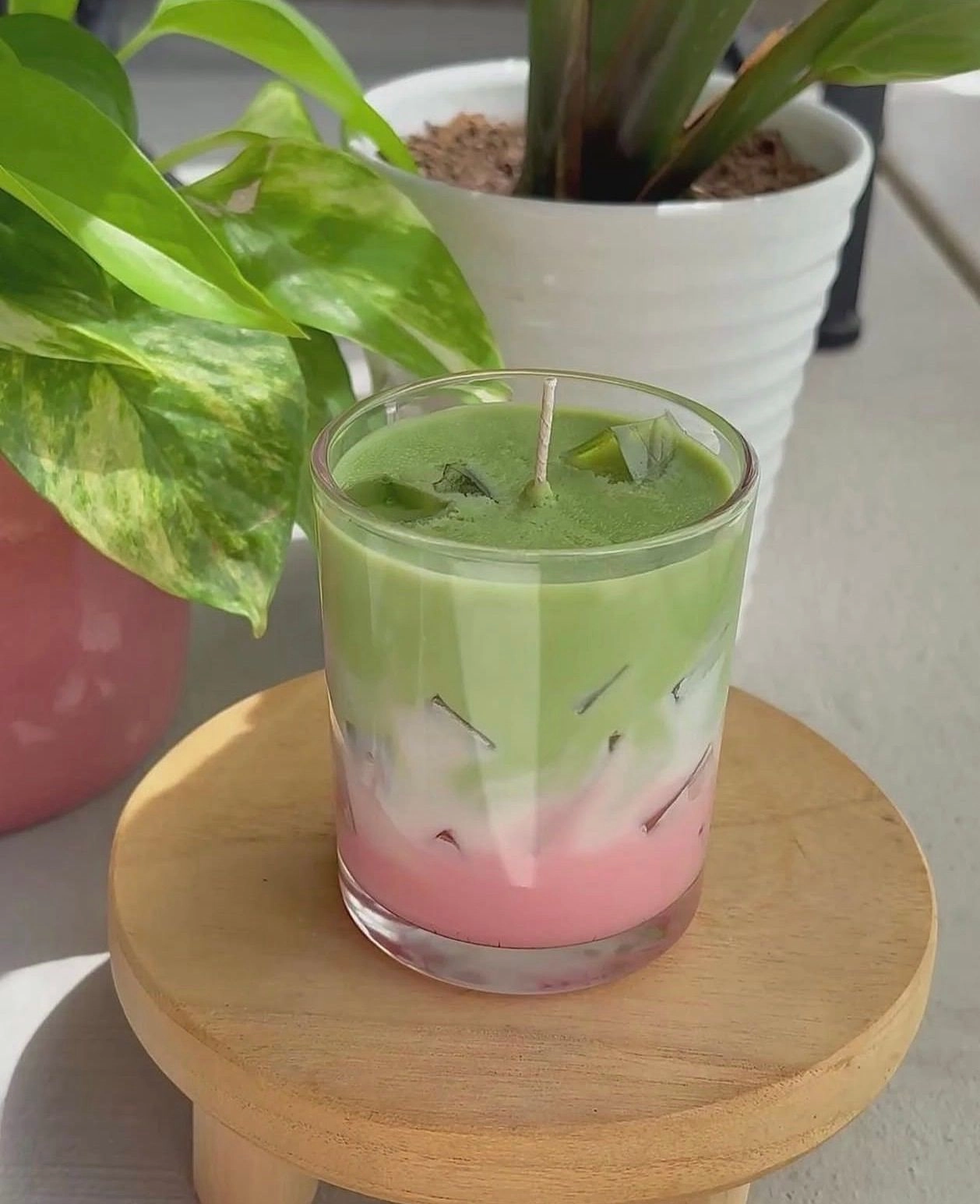 Scented Strawberry Matcha Latte candle